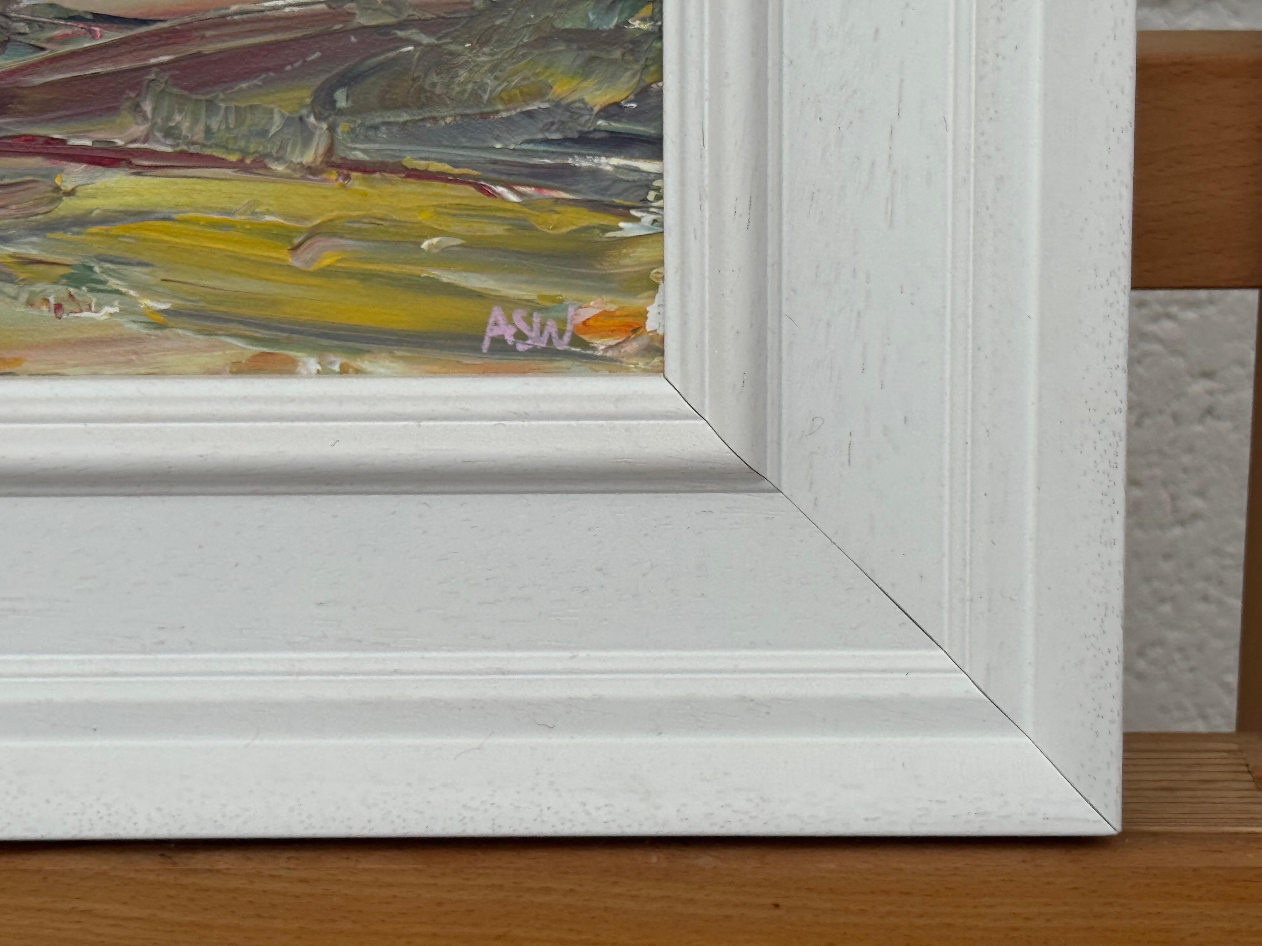Study using Earthy Colours - Miniature Abstract Landscape Art by British Artist For Sale 8