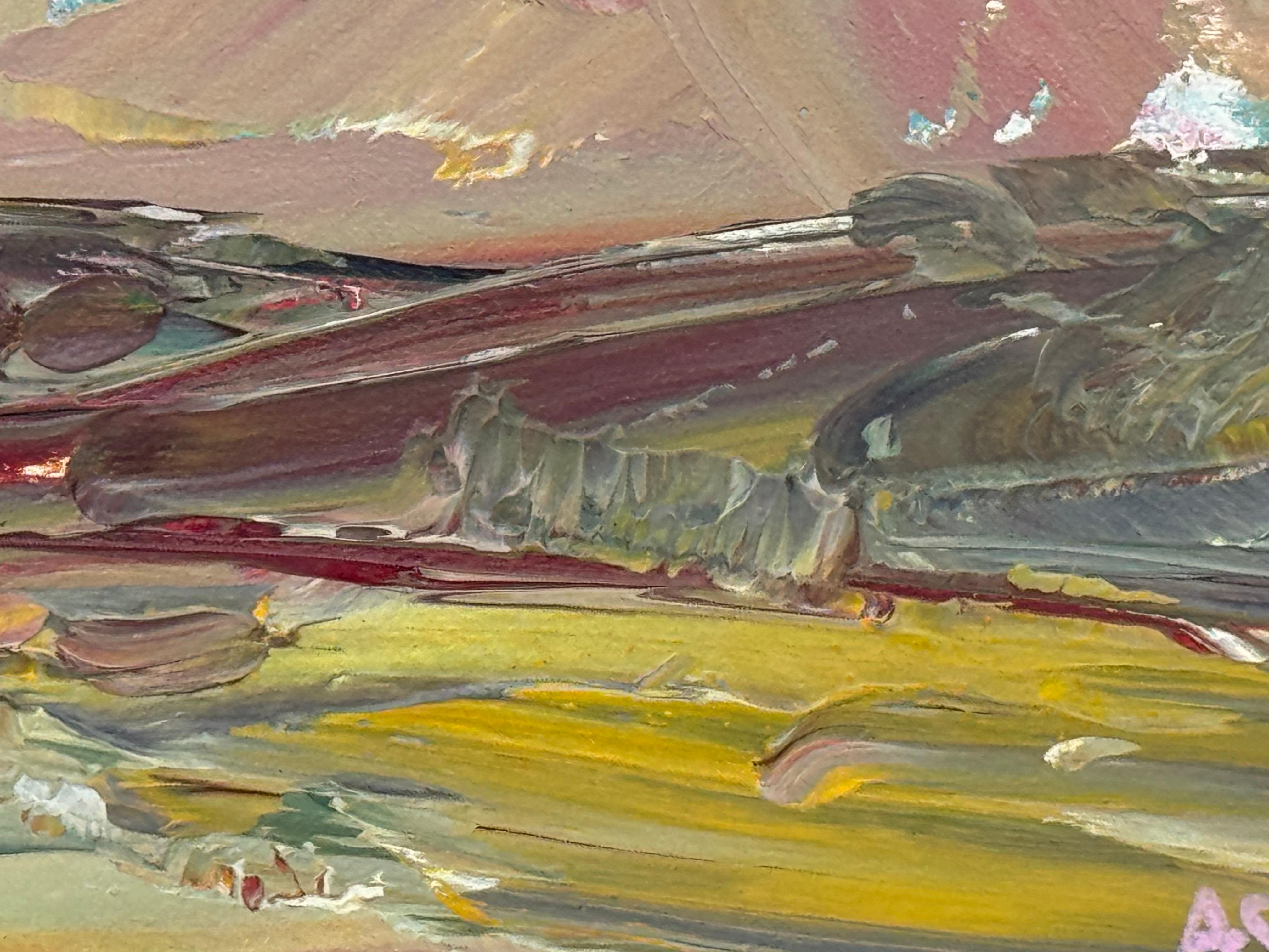 Study using Earthy Colours - Miniature Abstract Landscape Art by British Artist For Sale 1