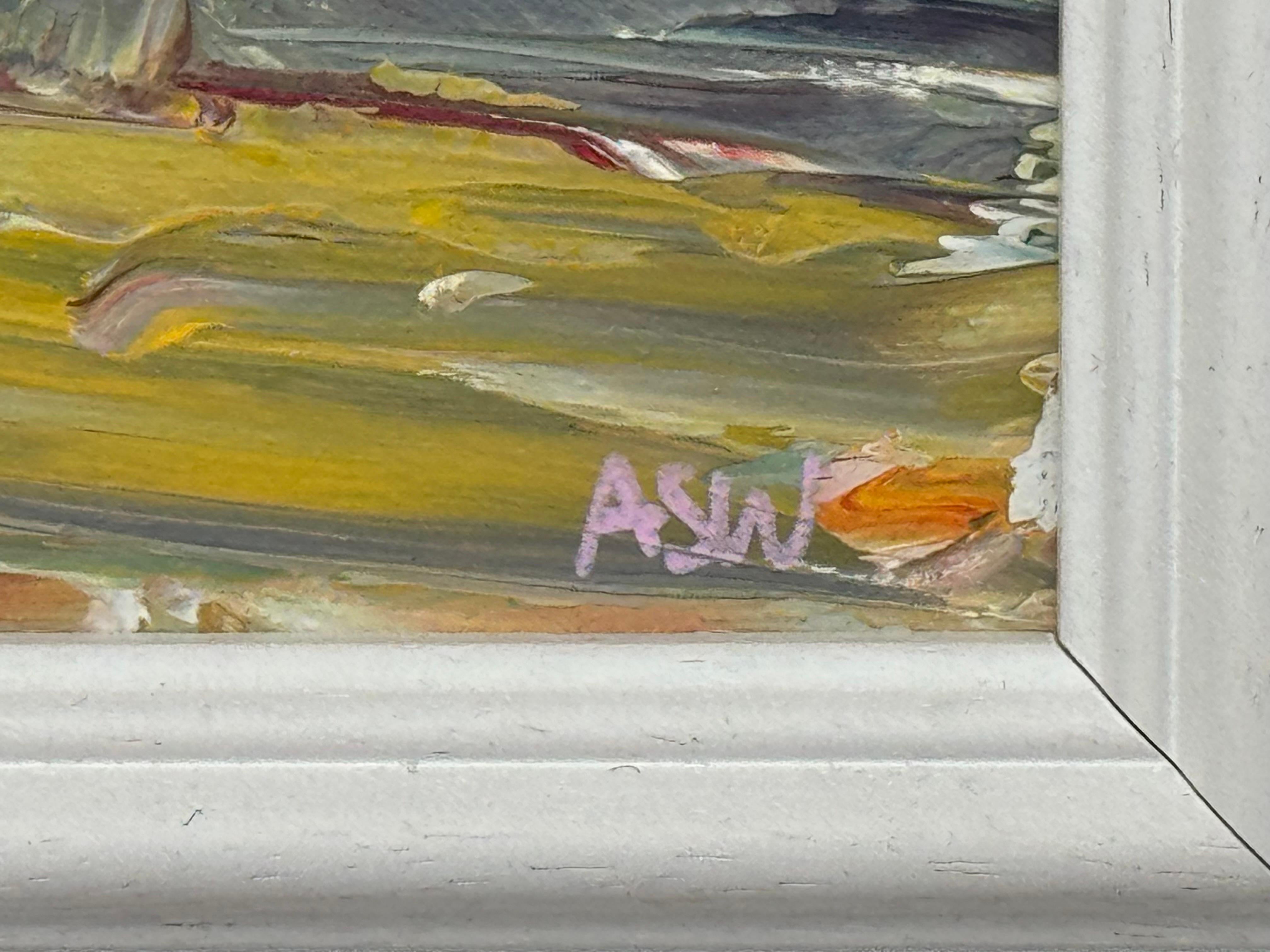 Study using Earthy Colours - Miniature Abstract Landscape Art by British Artist For Sale 3