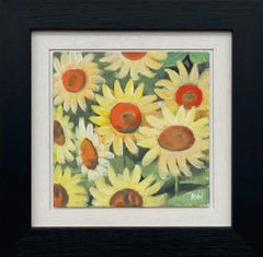 Sunflowers Miniature Painting Study by Contemporary British Artist