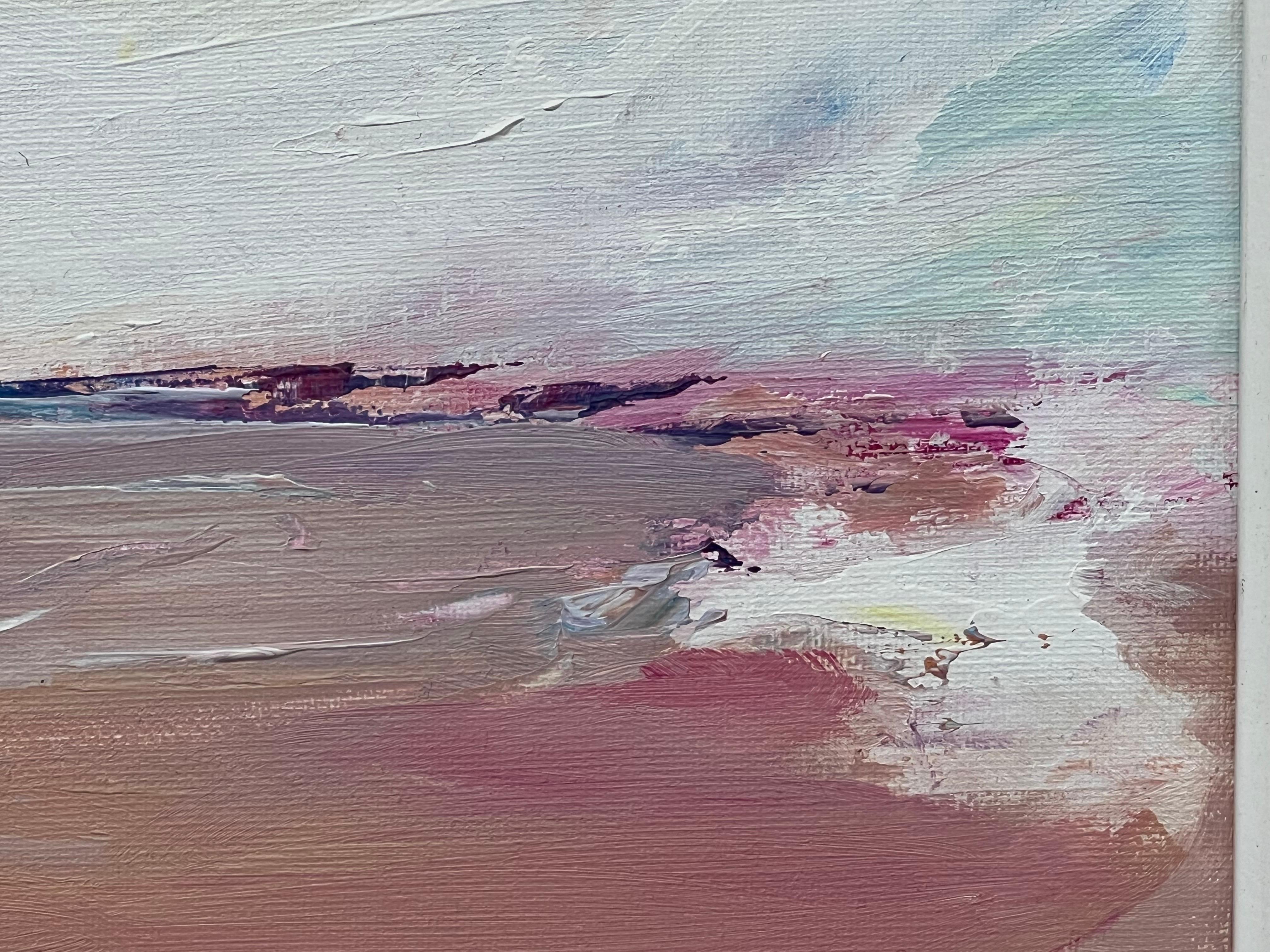 Sunlit Horizon - Abstract Sea Landscape using earthy tones by British Artist For Sale 5