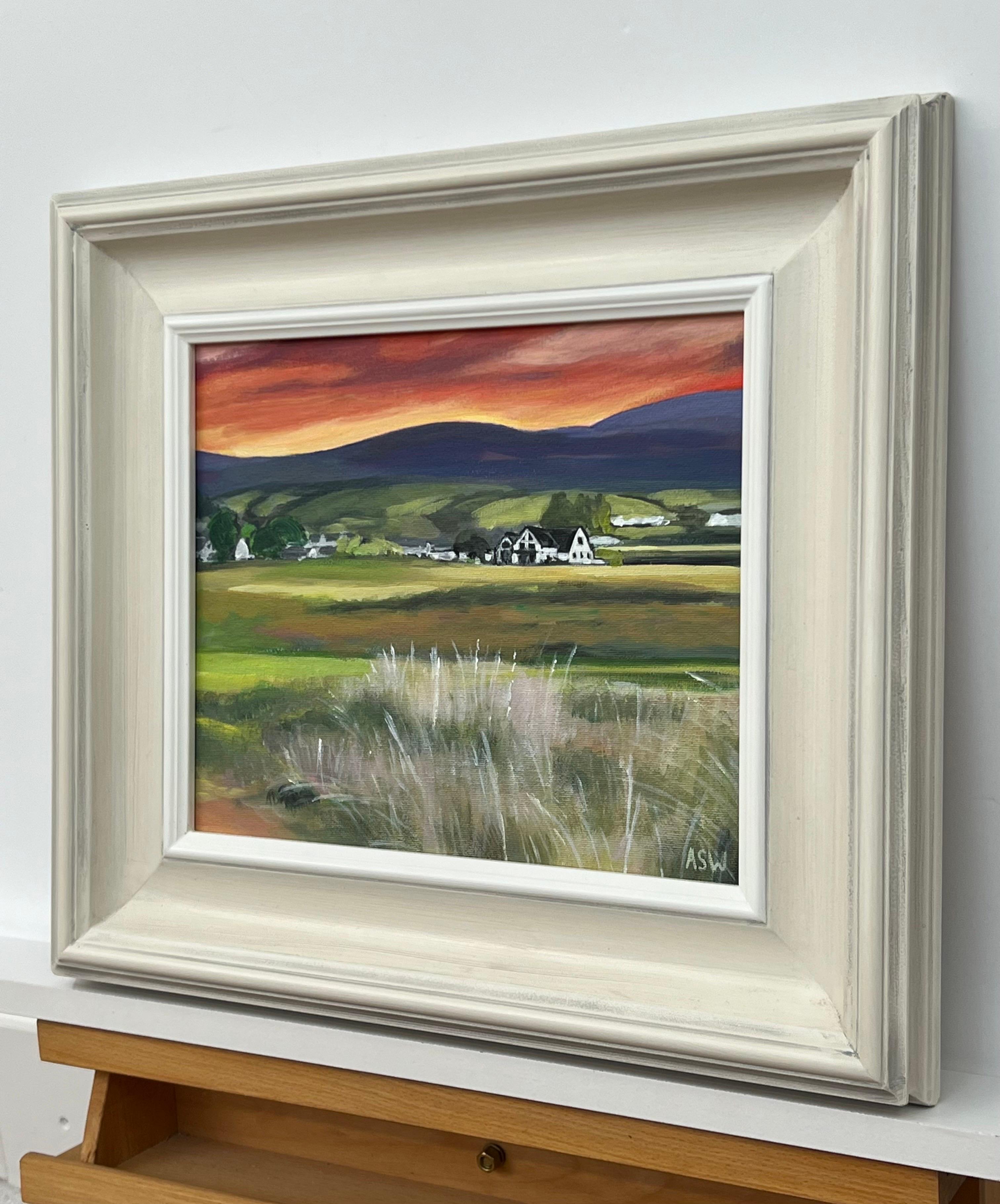 Coucher de soleil sur le terrain de golf de Brora dans les Highlands écossais par un artiste contemporain en vente 6