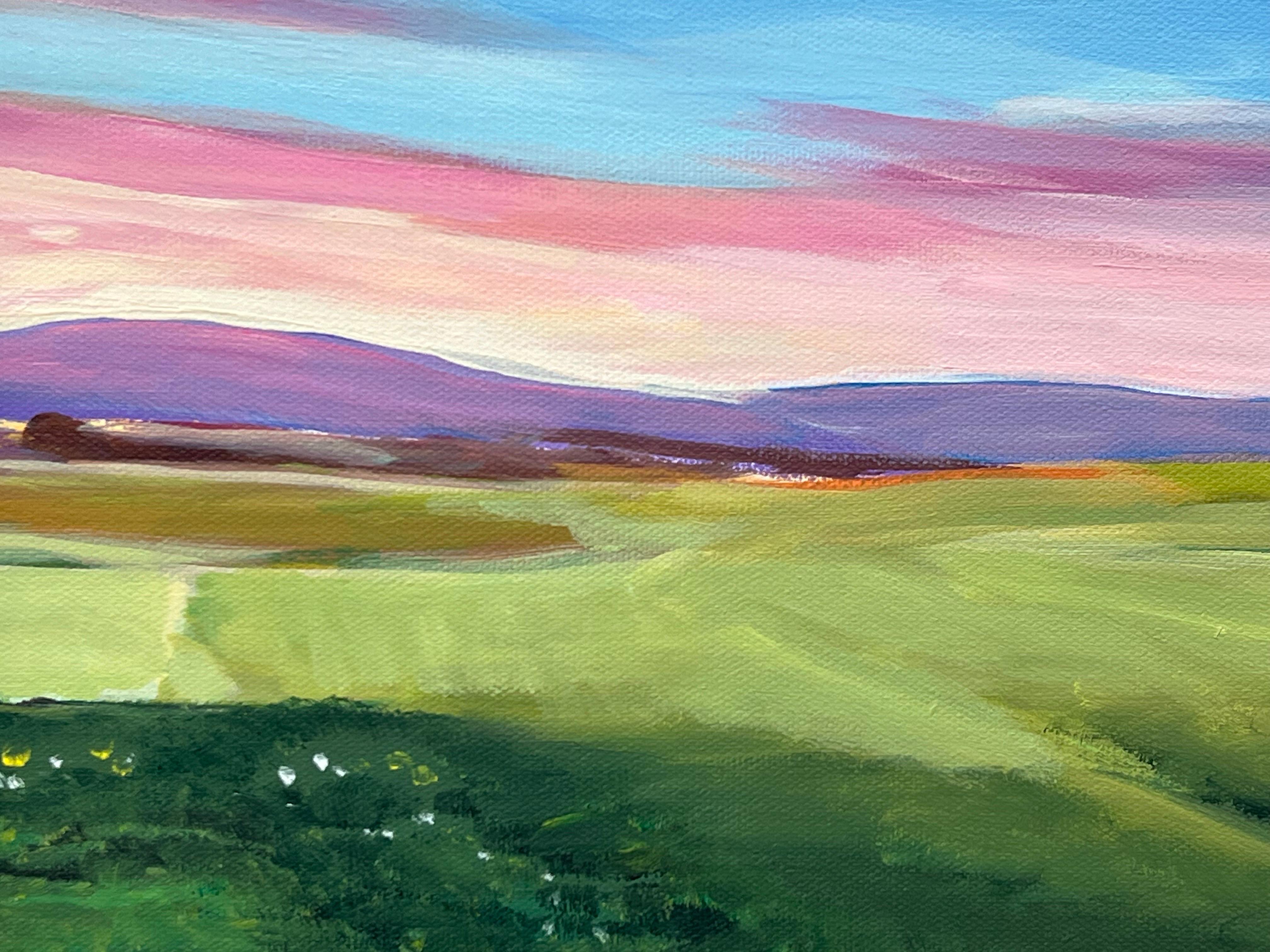 Coucher de soleil sur le terrain de golf de Brora dans les Highlands écossais par un artiste contemporain en vente 7