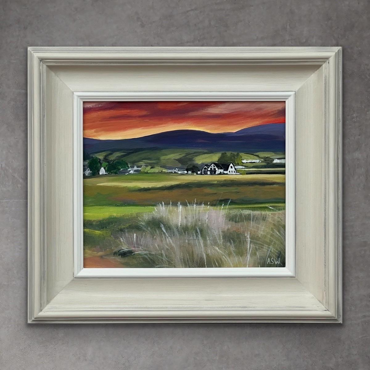 Coucher de soleil sur le terrain de golf de Brora dans les Highlands écossais par un artiste contemporain en vente 3
