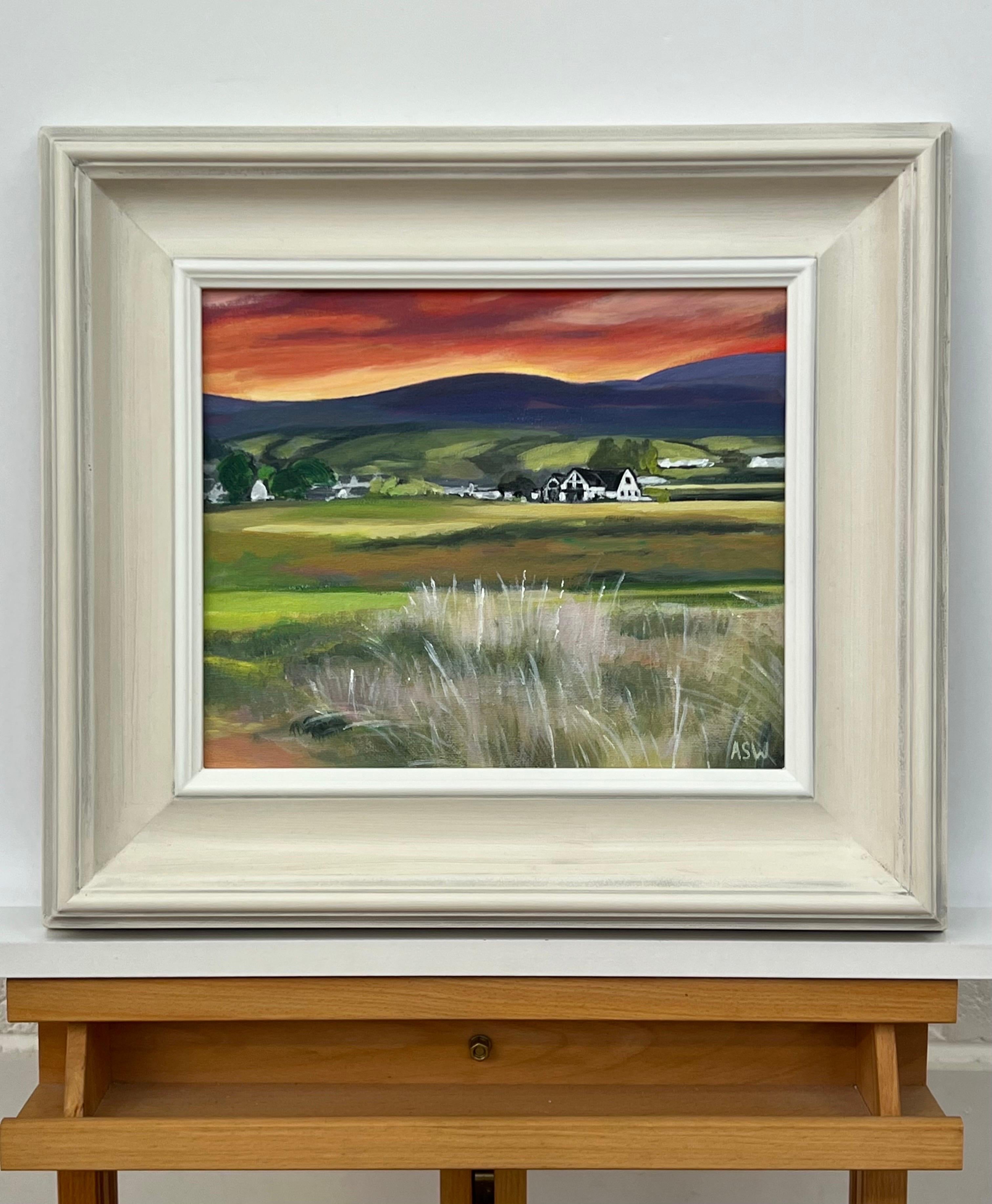 Coucher de soleil sur le terrain de golf de Brora dans les Highlands écossais par un artiste contemporain en vente 5