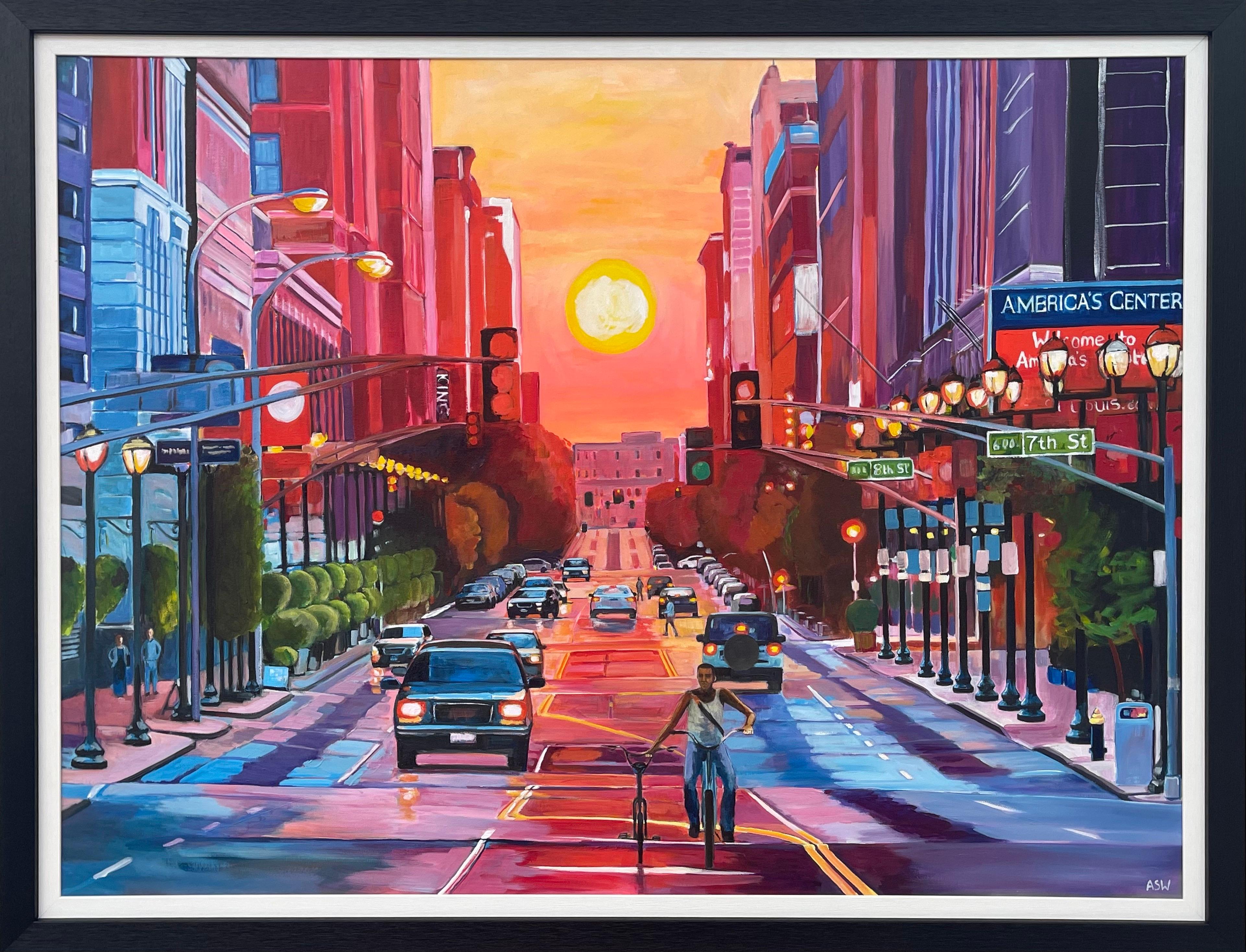 Sunset at Washington Avenue Historic District by Contemporary British Artist