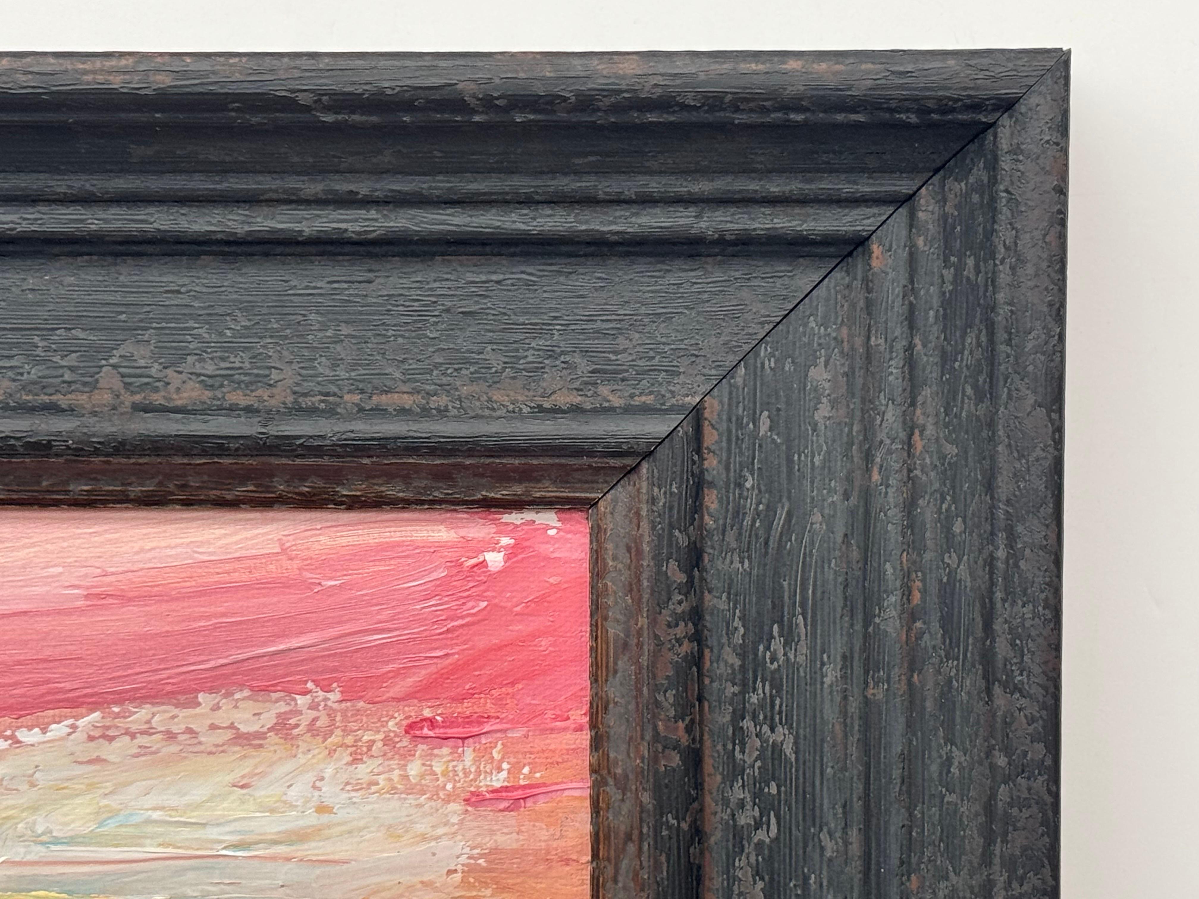 Sunset Reverie - Piccolo studio su tela astratta quadrata di un artista contemporaneo in vendita 5