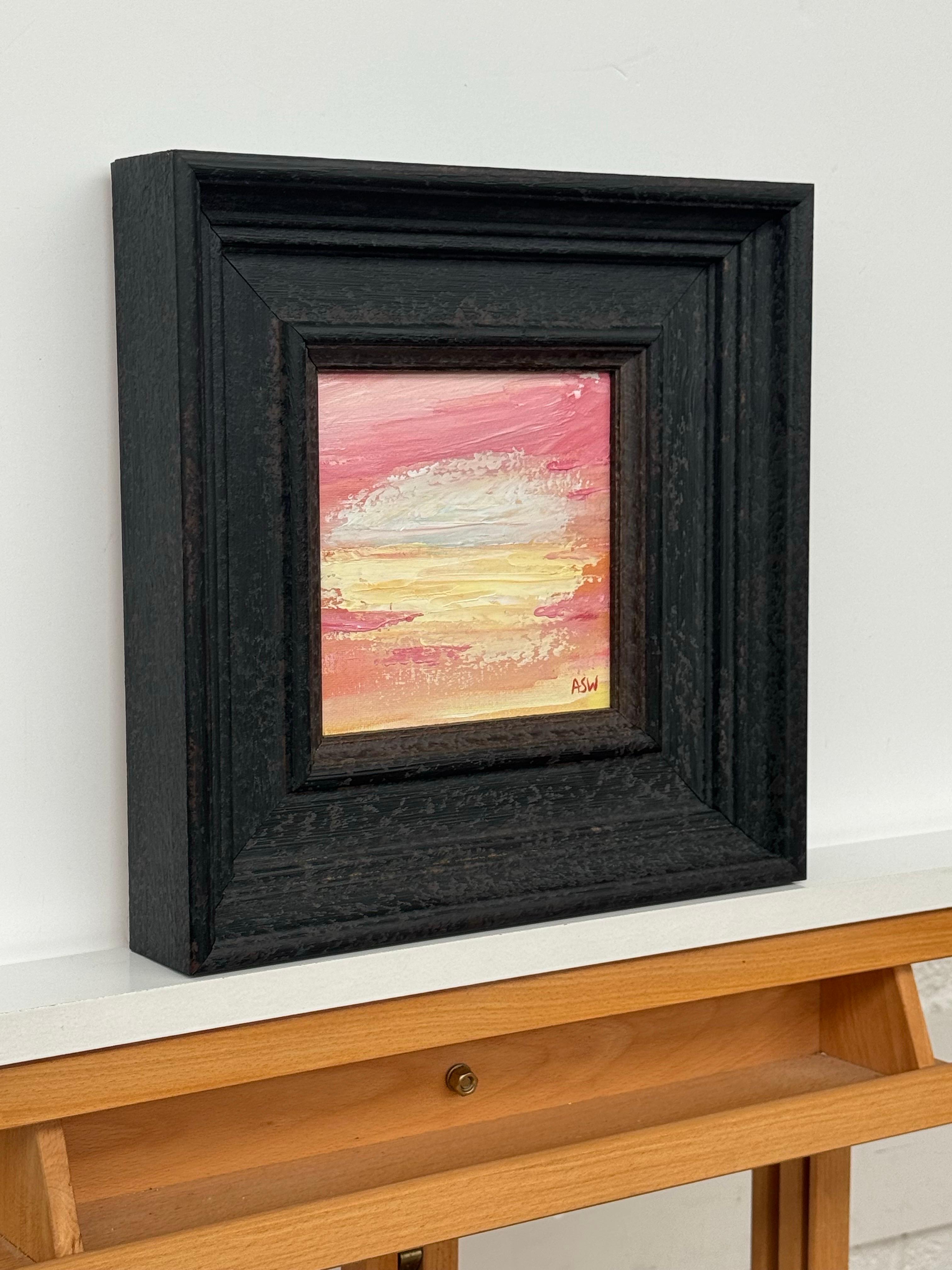 Sunset Reverie - Piccolo studio su tela astratta quadrata di un artista contemporaneo - Painting di Angela Wakefield