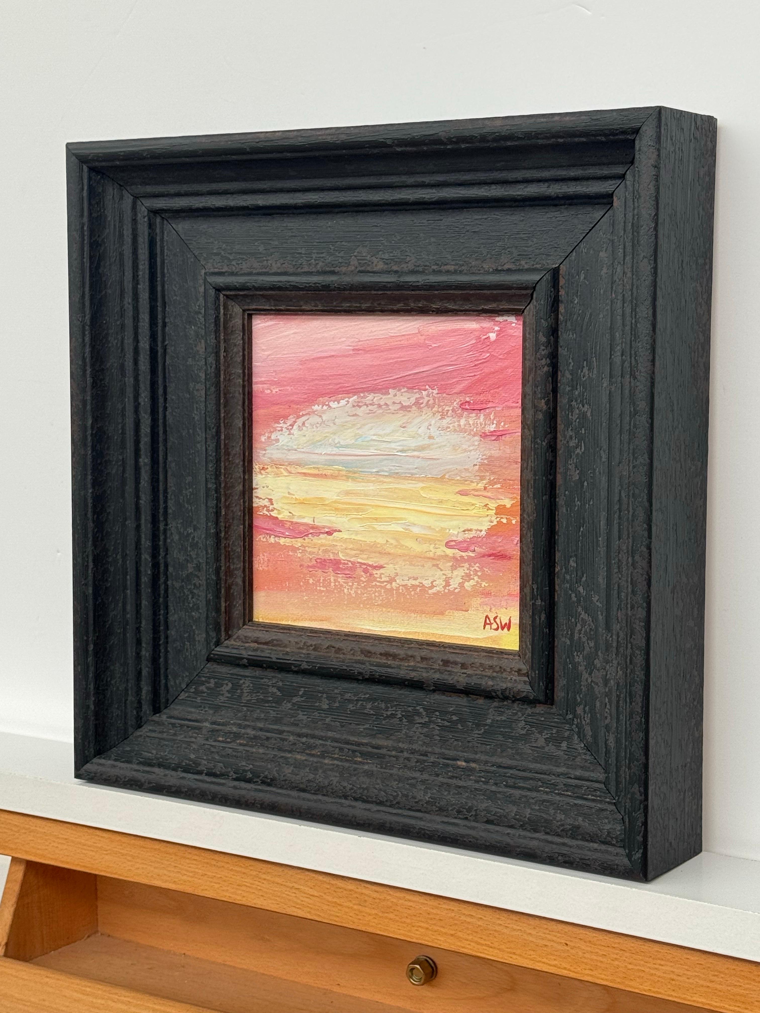 Sunset Reverie - Piccolo studio su tela astratta quadrata di un artista contemporaneo - Abstract Painting Nero di Angela Wakefield