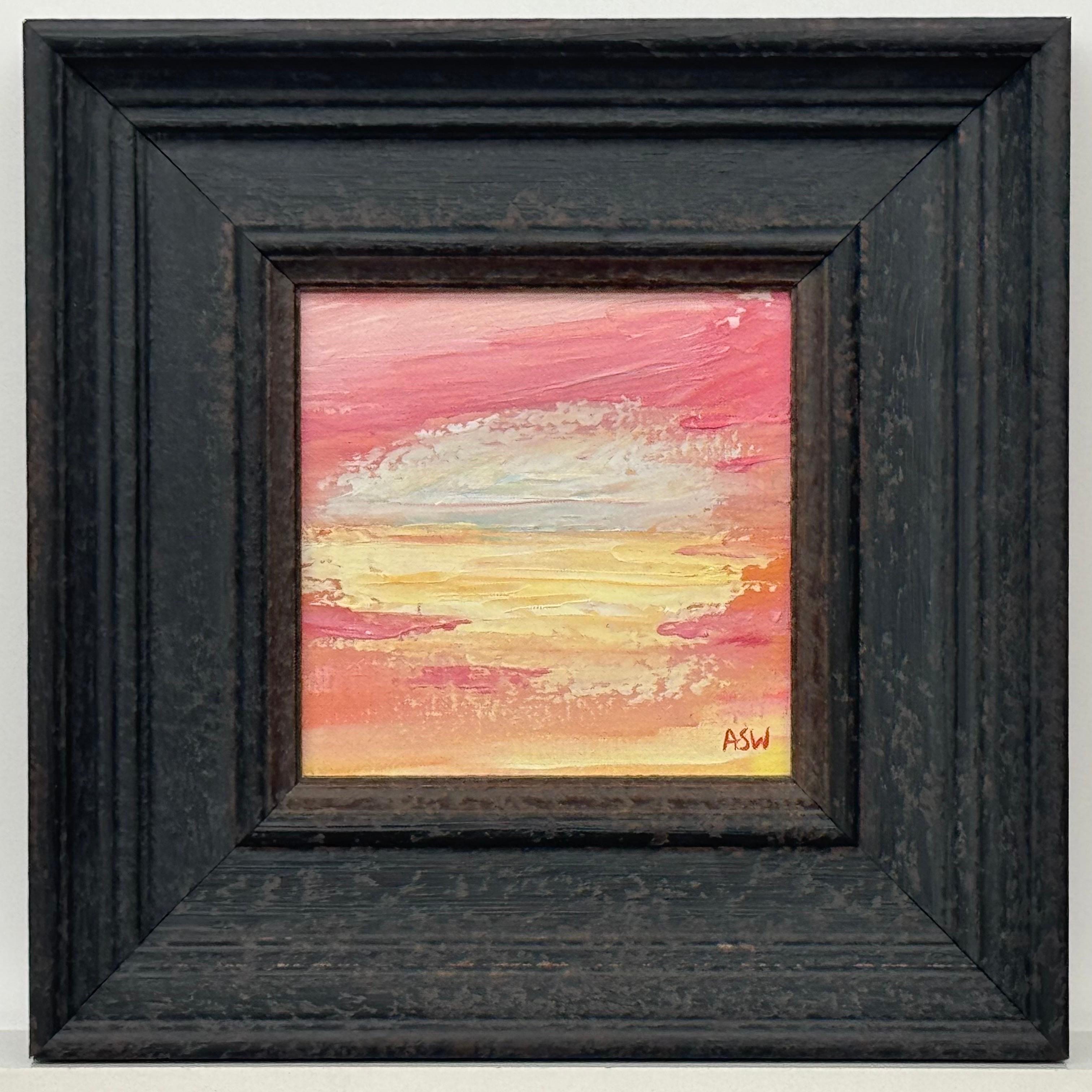 Sunset Reverie - Piccolo studio su tela astratta quadrata di un artista contemporaneo in vendita 1