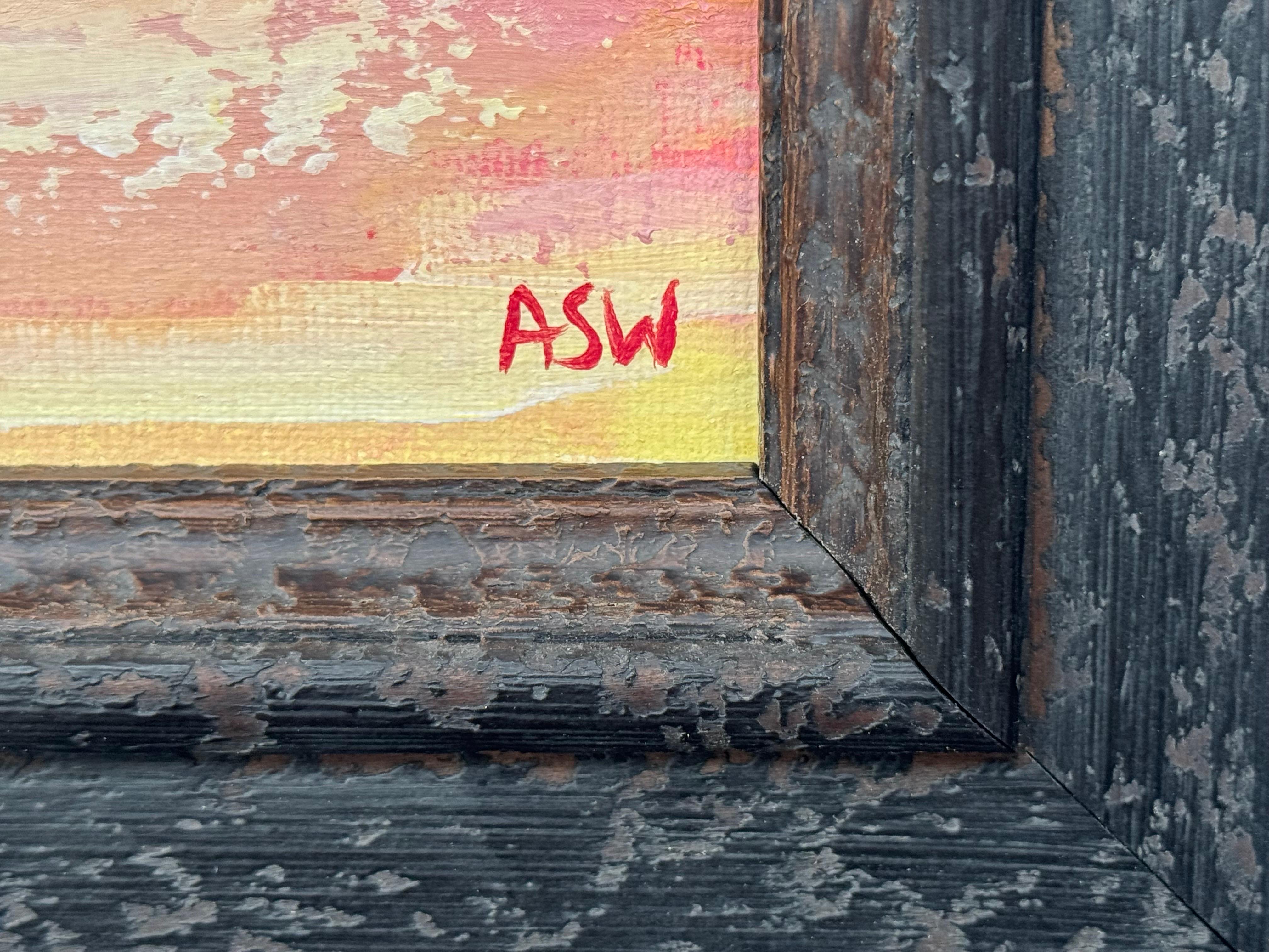 Sunset Reverie - Piccolo studio su tela astratta quadrata di un artista contemporaneo in vendita 4