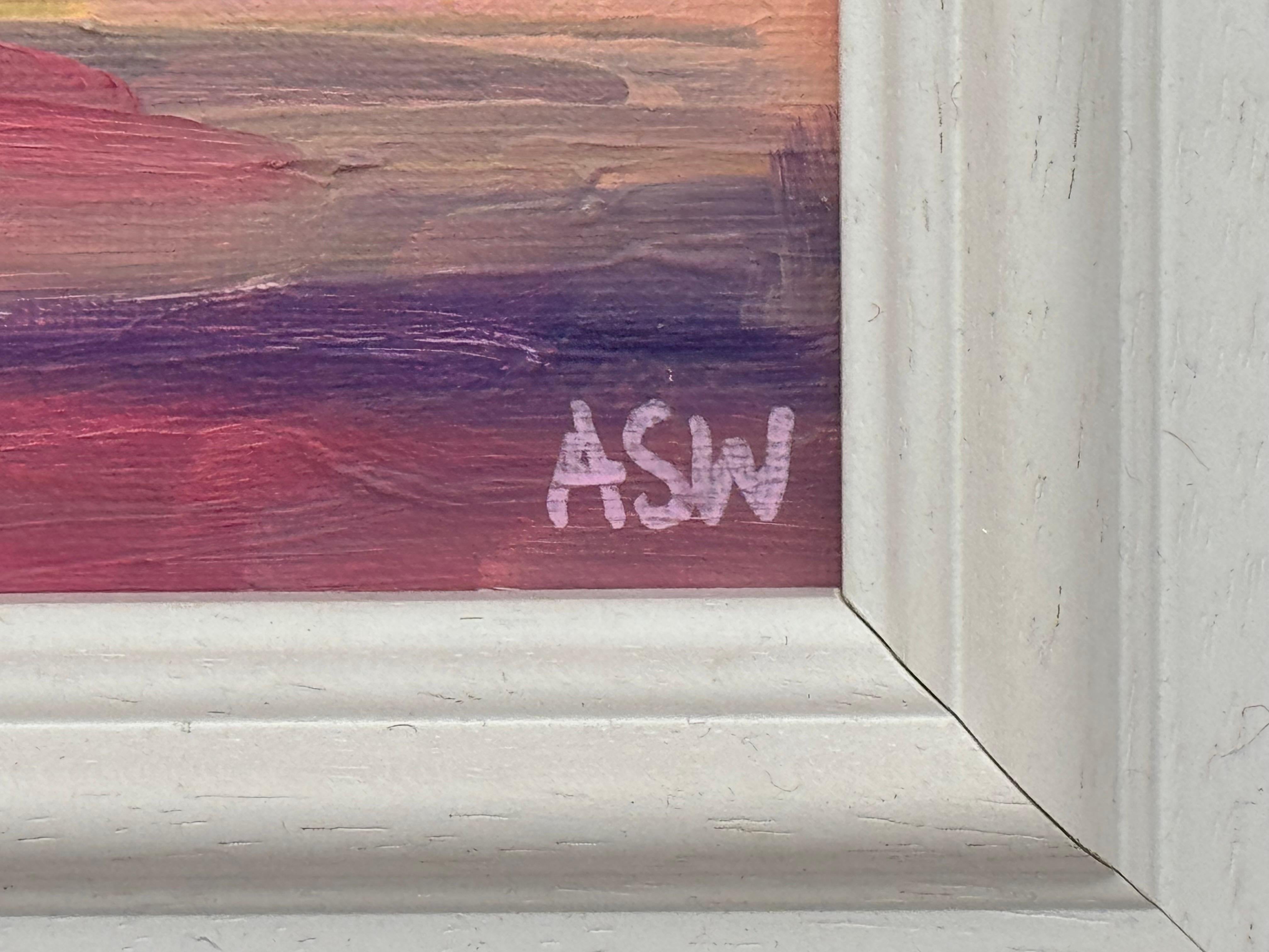 Sunset Study - Pink & Orange Miniature Abstract Landscape Art by Contemporary Artist, Angela Wakefield

Art measures 7 x 5 inches
Frame measures 13 x 11 inches

Miniature Abstract Sunset
Oil on board, framed.
Signed lower right: ASW

This