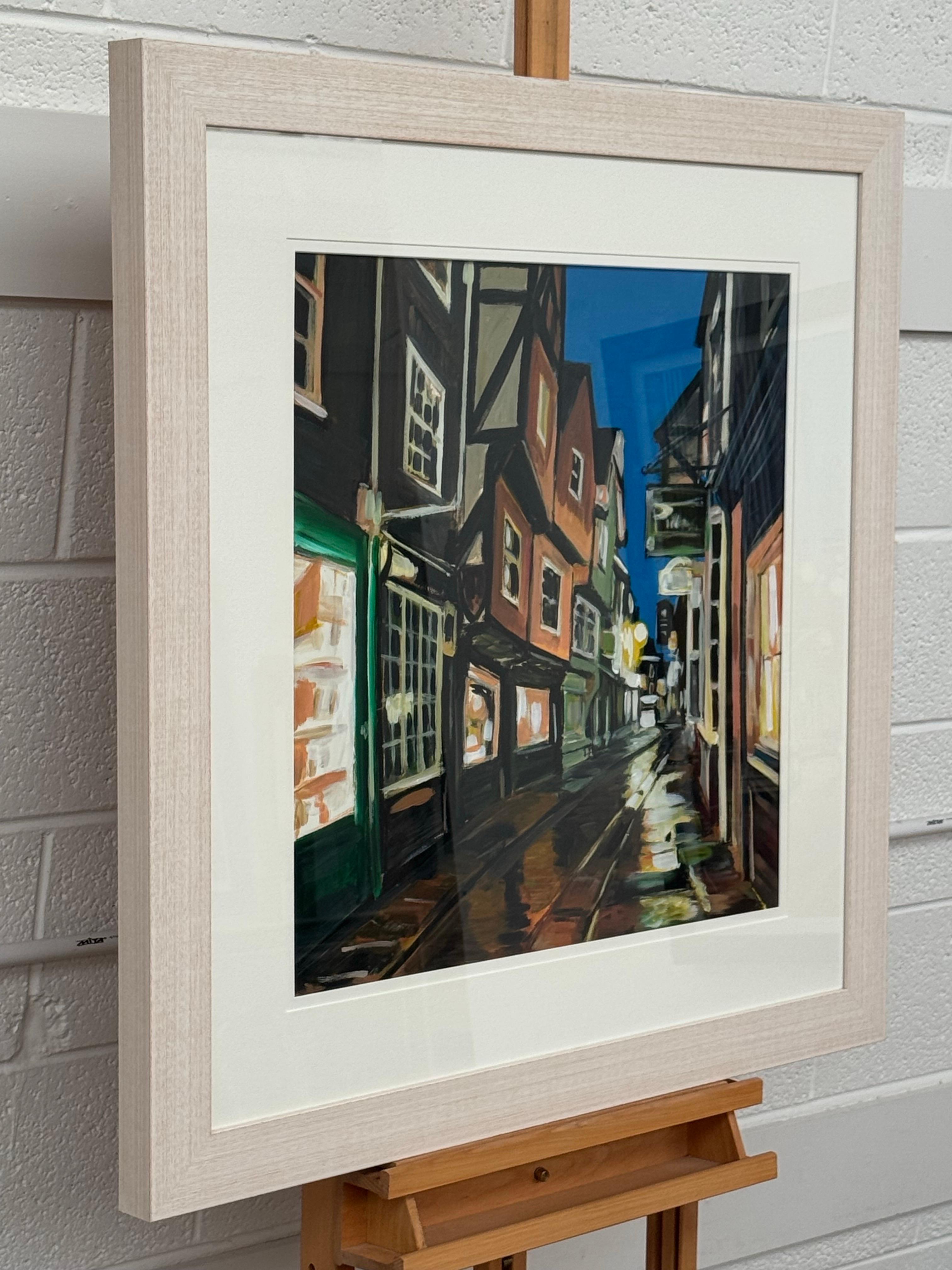 The Shambles à York City England Medieval Street par l'artiste contemporain britannique - Impressionnisme abstrait Painting par Angela Wakefield