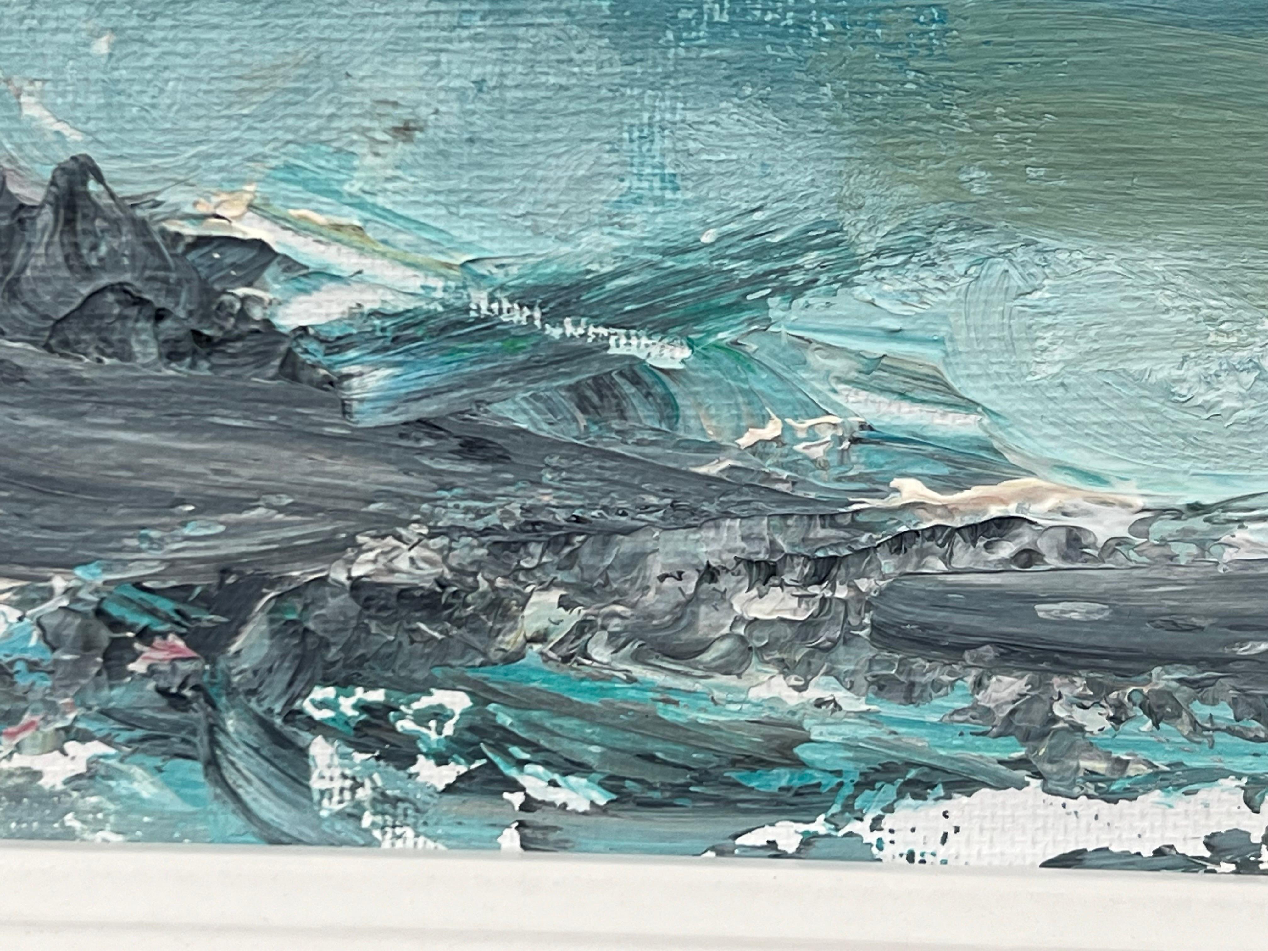 Tranquil Reflections - Sereno paesaggio marino astratto costiero dell'artista britannica contemporanea Angela Wakefield. 

L'arte misura 12 x 10 pollici
La cornice misura 18 x 16 pollici

Questo quadro è una vibrante e dinamica rappresentazione