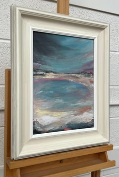 Twilight Lagoon - Abstrakte Landschaft Seelandschaft Gemälde von Contemporary Artist