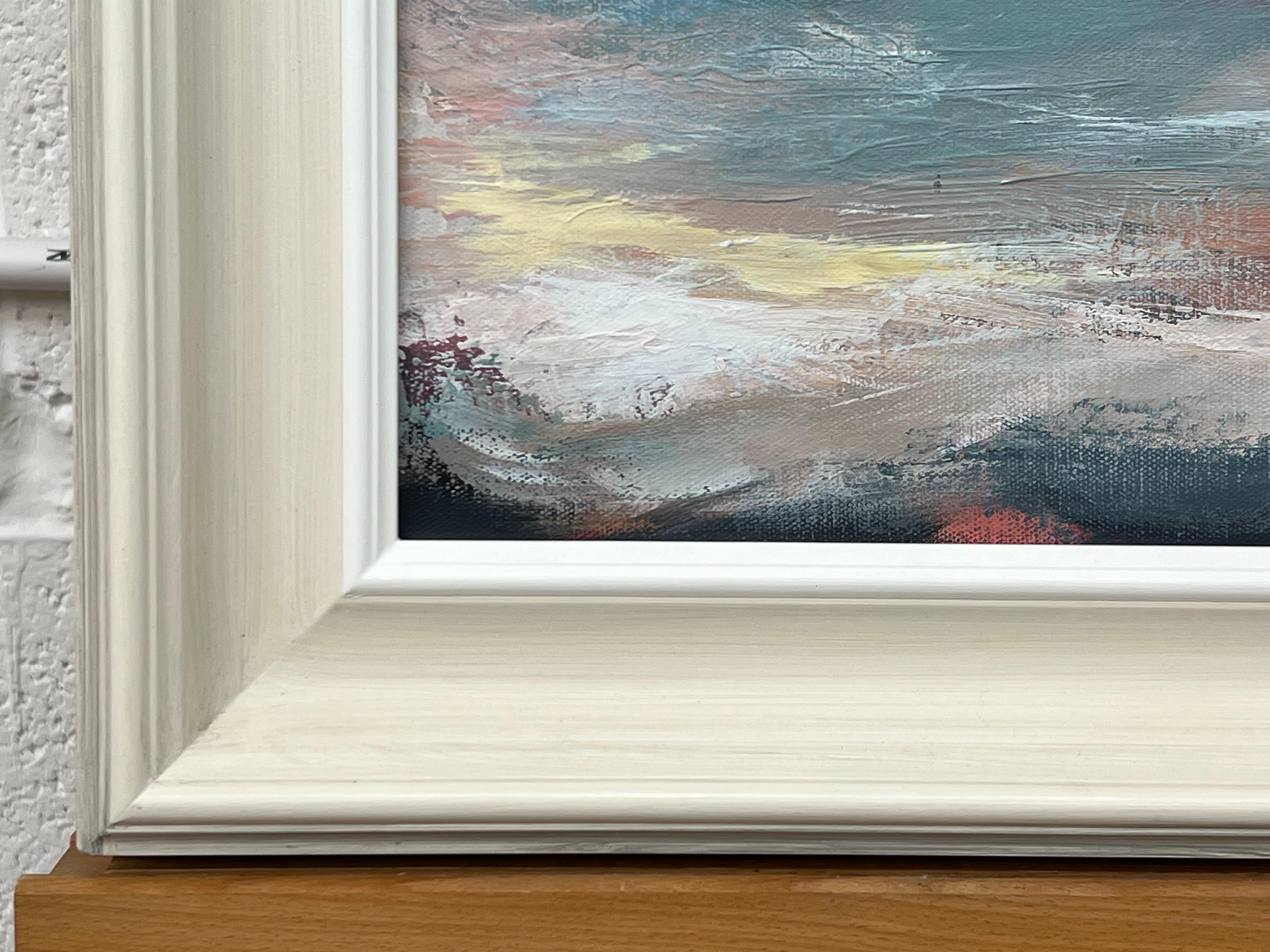 Laguna Crepuscular - Pintura Paisaje Marino Abstracto por Artista Contemporáneo en venta 3