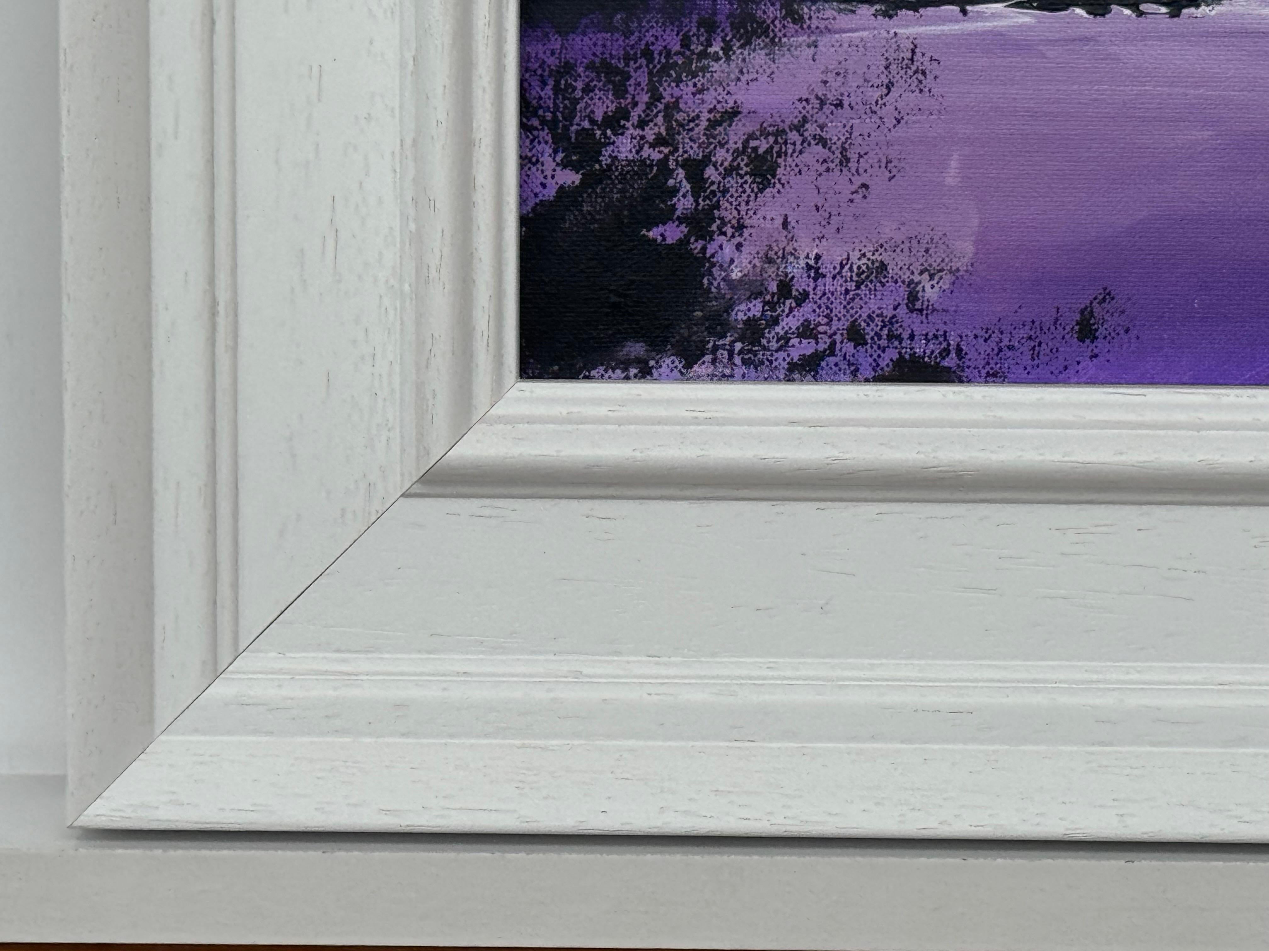 Twilight over Water - Miniature Art in Lavender by Contemporary British Artist For Sale 5