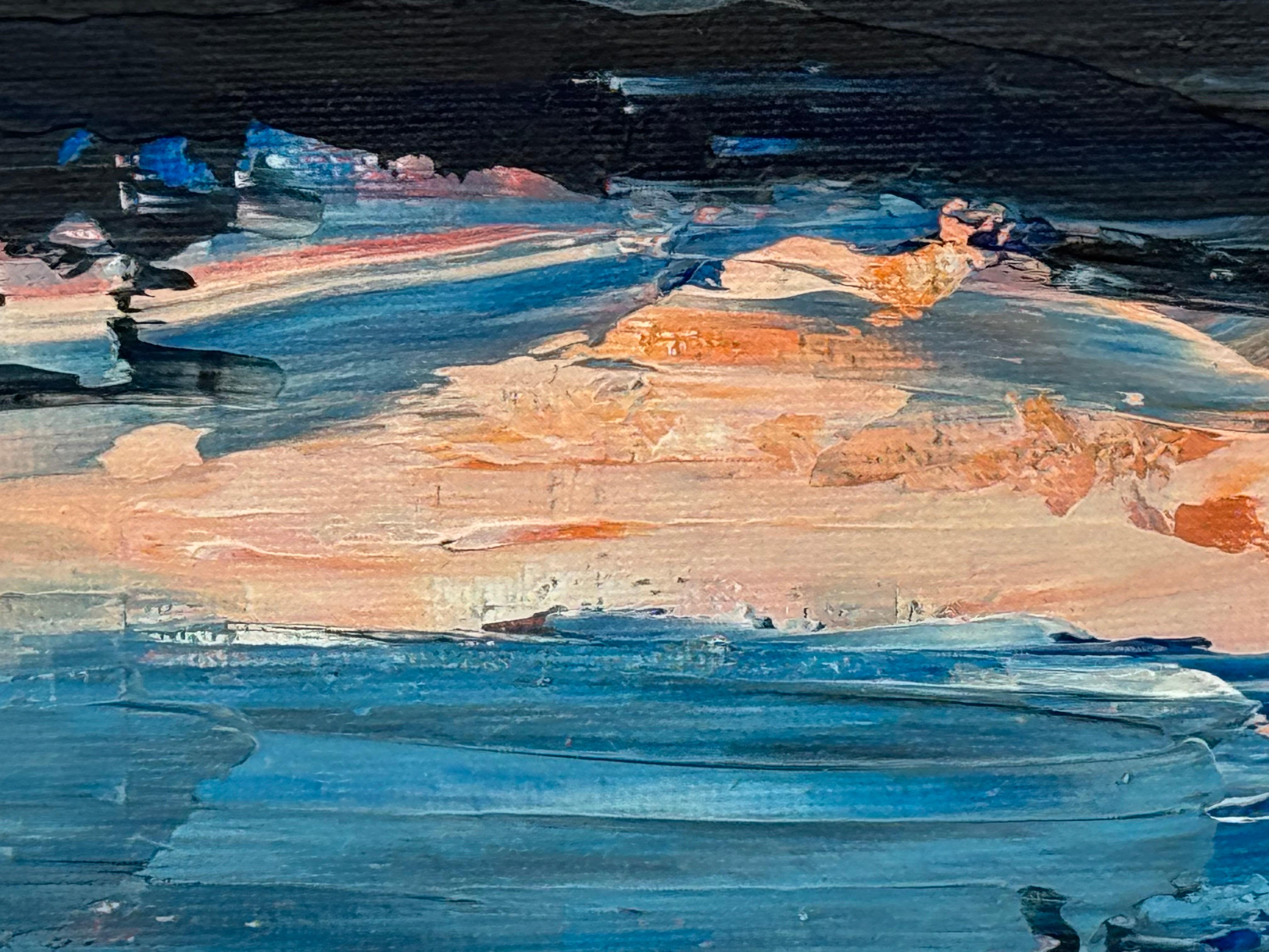 Reflejos crepusculares Miniatura Paisaje Abstracto Estudio de Arte Artista Contemporáneo en venta 7
