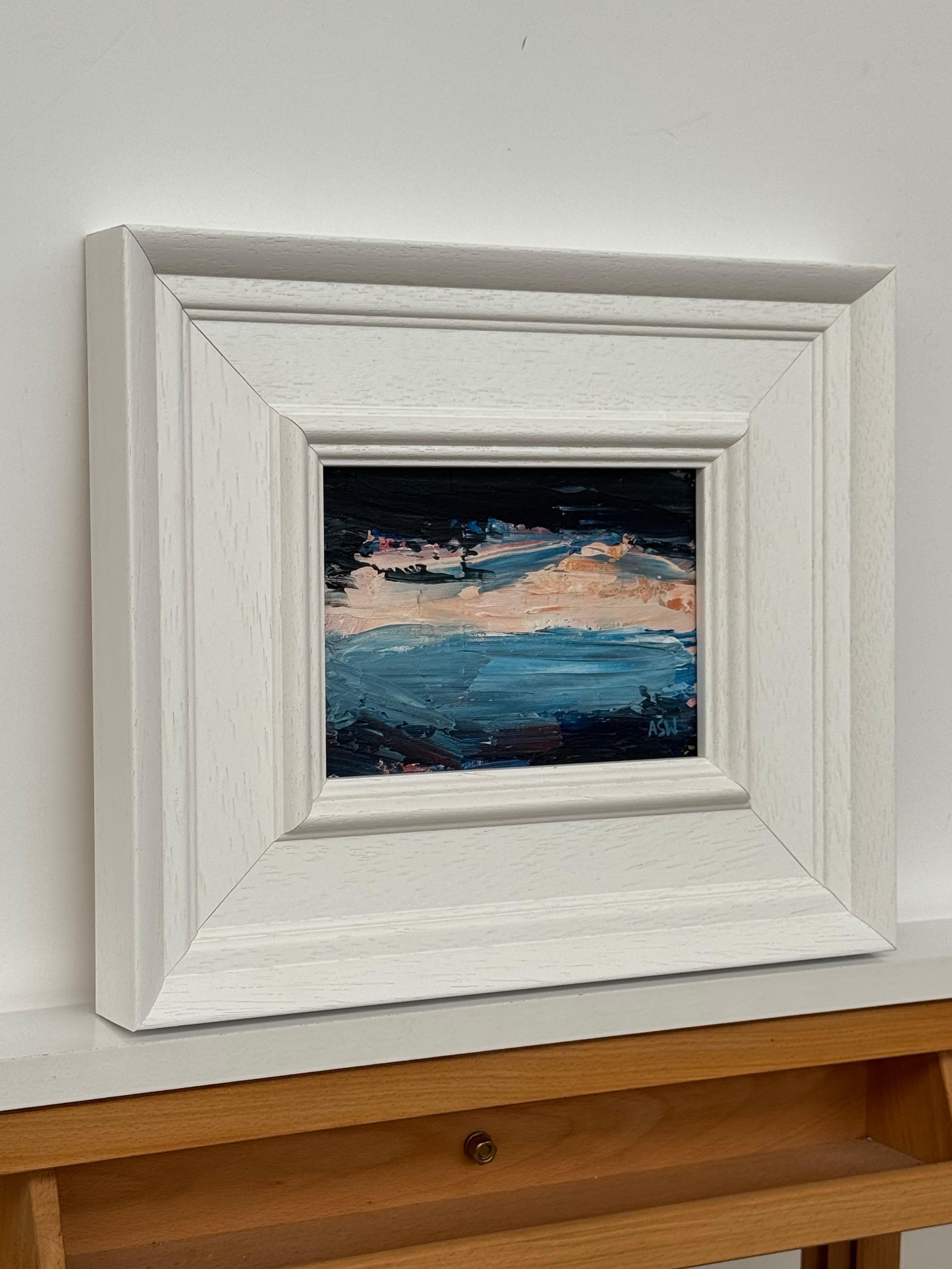 Reflejos crepusculares Miniatura Paisaje Abstracto Estudio de Arte Artista Contemporáneo - Painting de Angela Wakefield