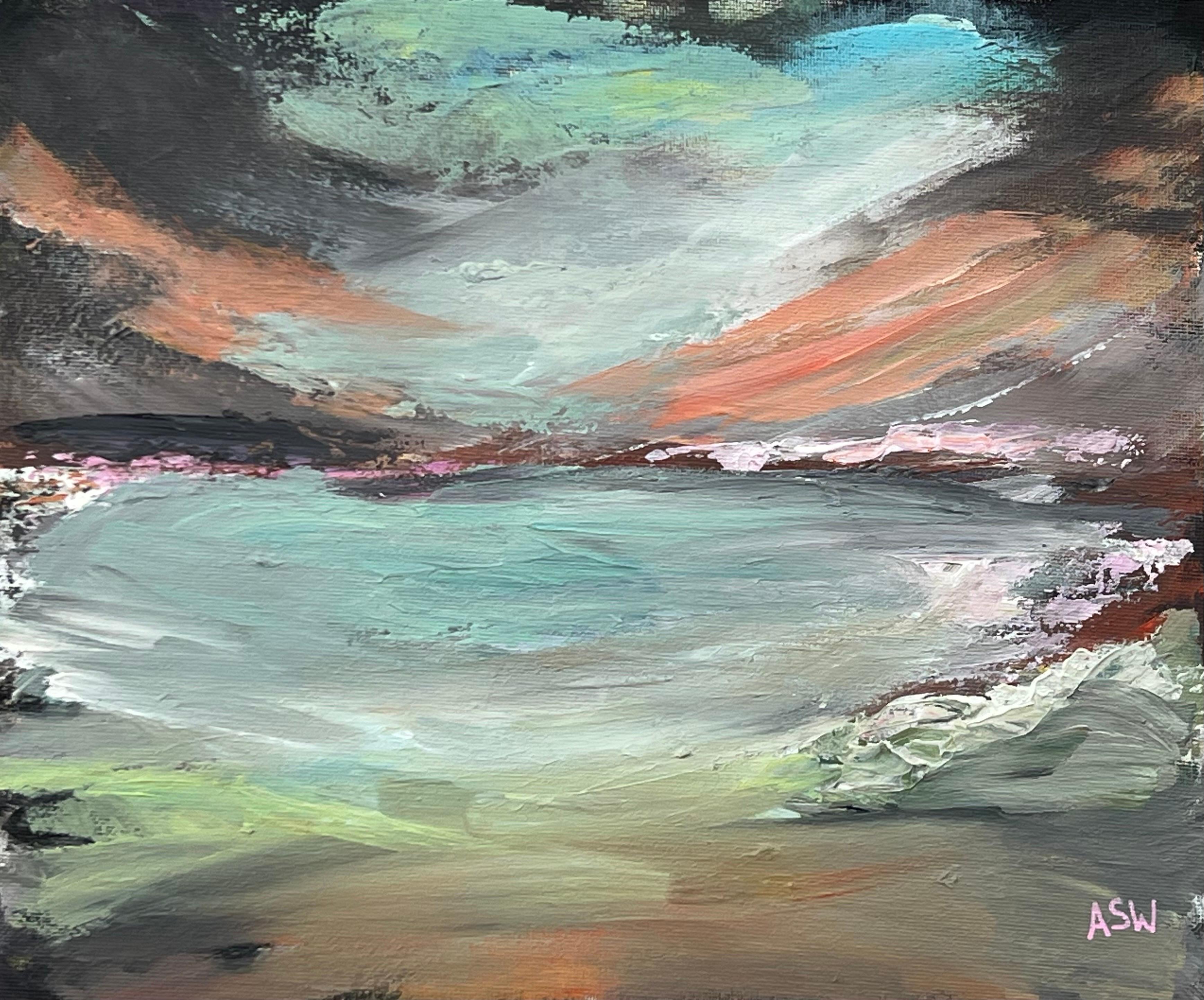Twilight Serenity - Paesaggio marino astratto e atmosferico di un artista britannico in vendita 1