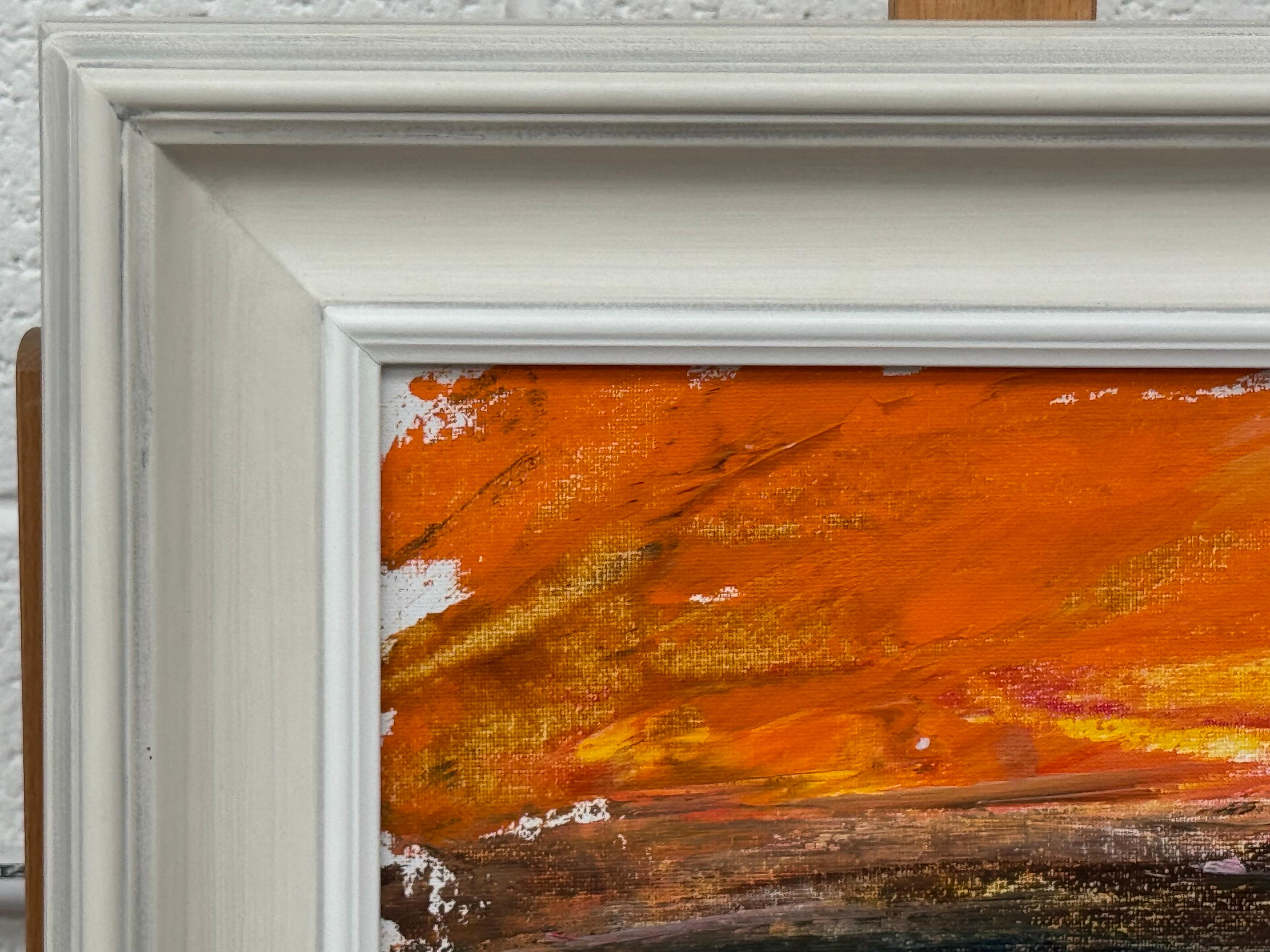 Unique Original Abstract Landscape Study with Orange & Black & Exposed Canvas For Sale 2