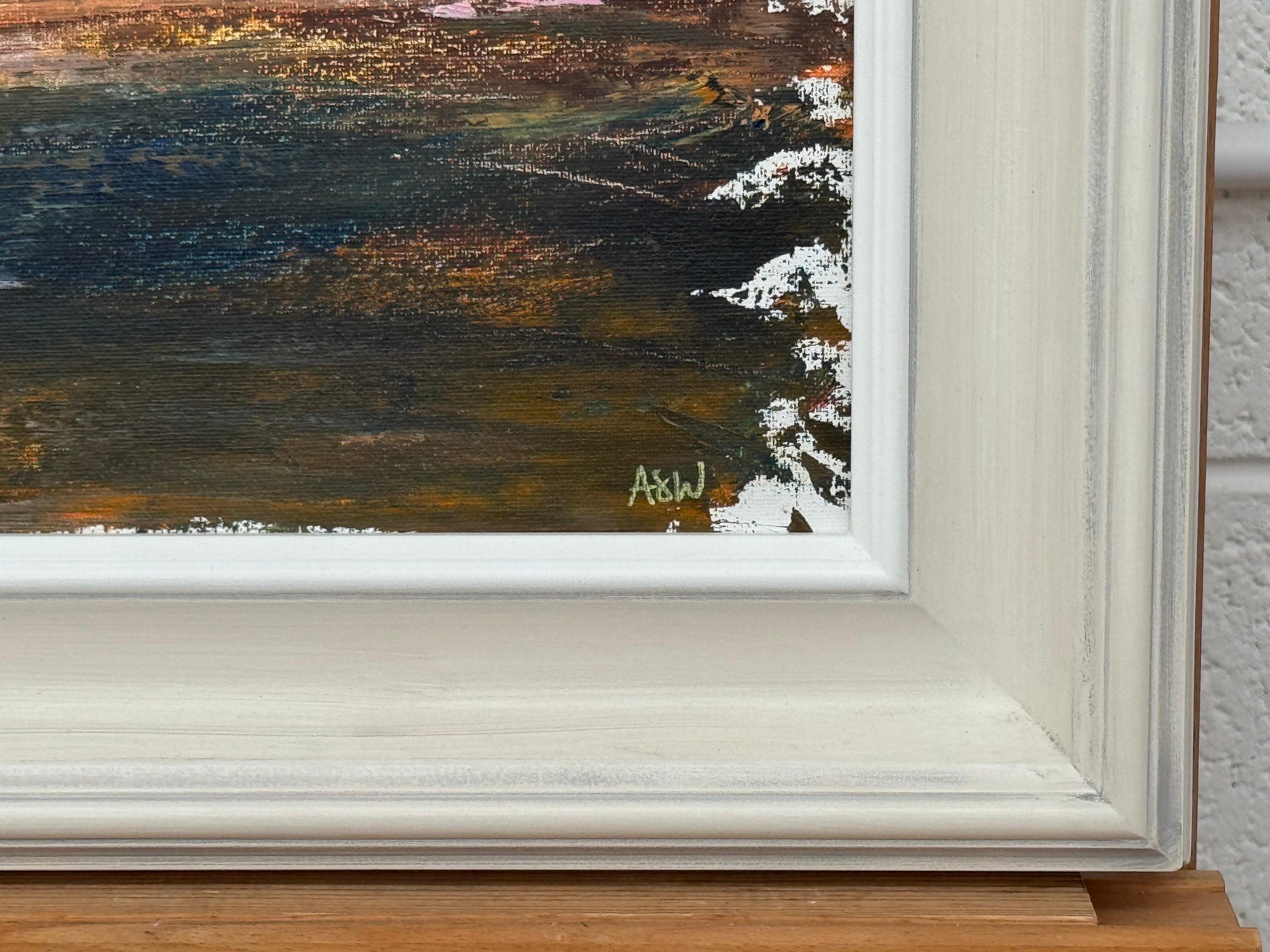 Unique Original Abstract Landscape Study with Orange & Black & Exposed Canvas For Sale 3