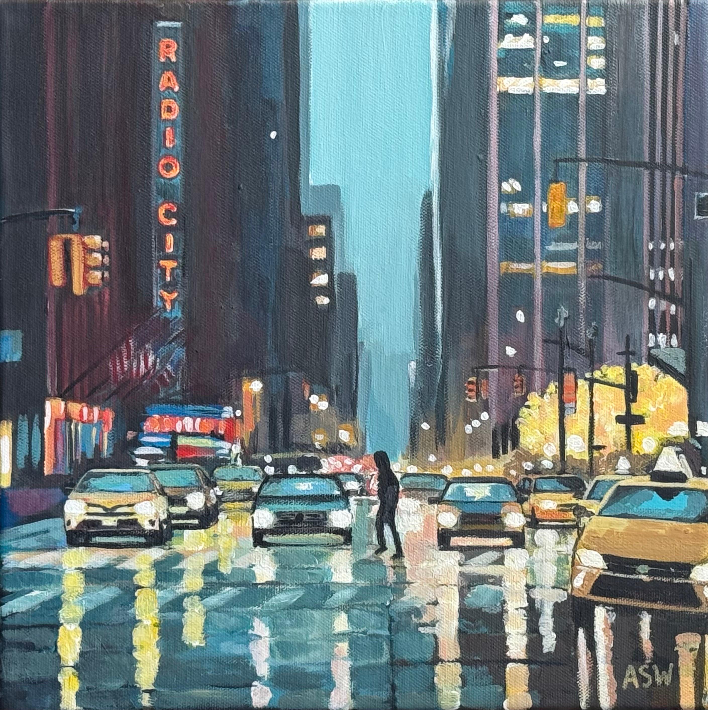 Paysage urbain de Radio City New York par un artiste britannique contemporain en vente 1