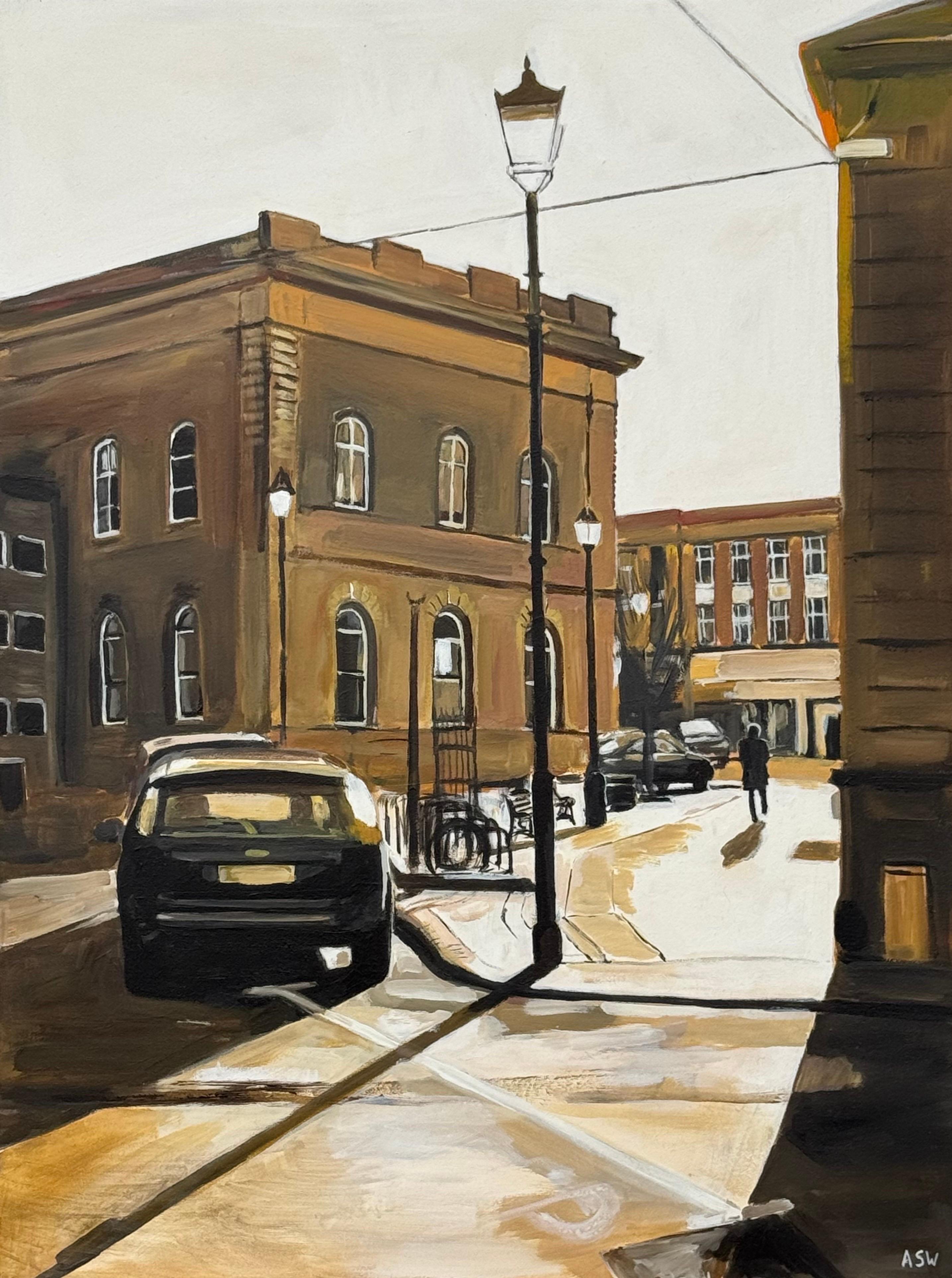 Urban Landscape Painting of the Town Hall in Accrington in the North of England