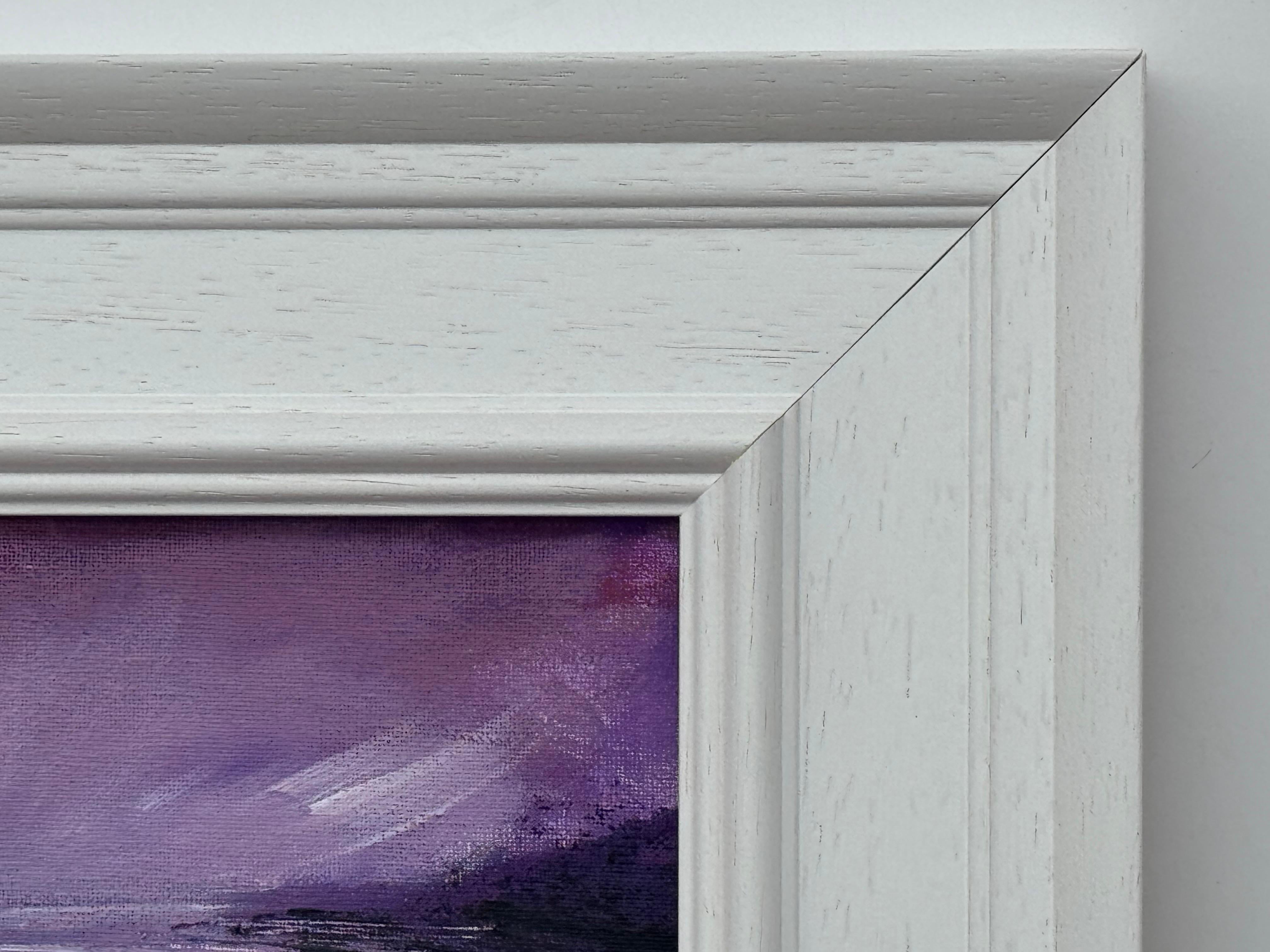 Violet Reflections at Dusk - Miniature Art by Contemporary British Artist For Sale 4