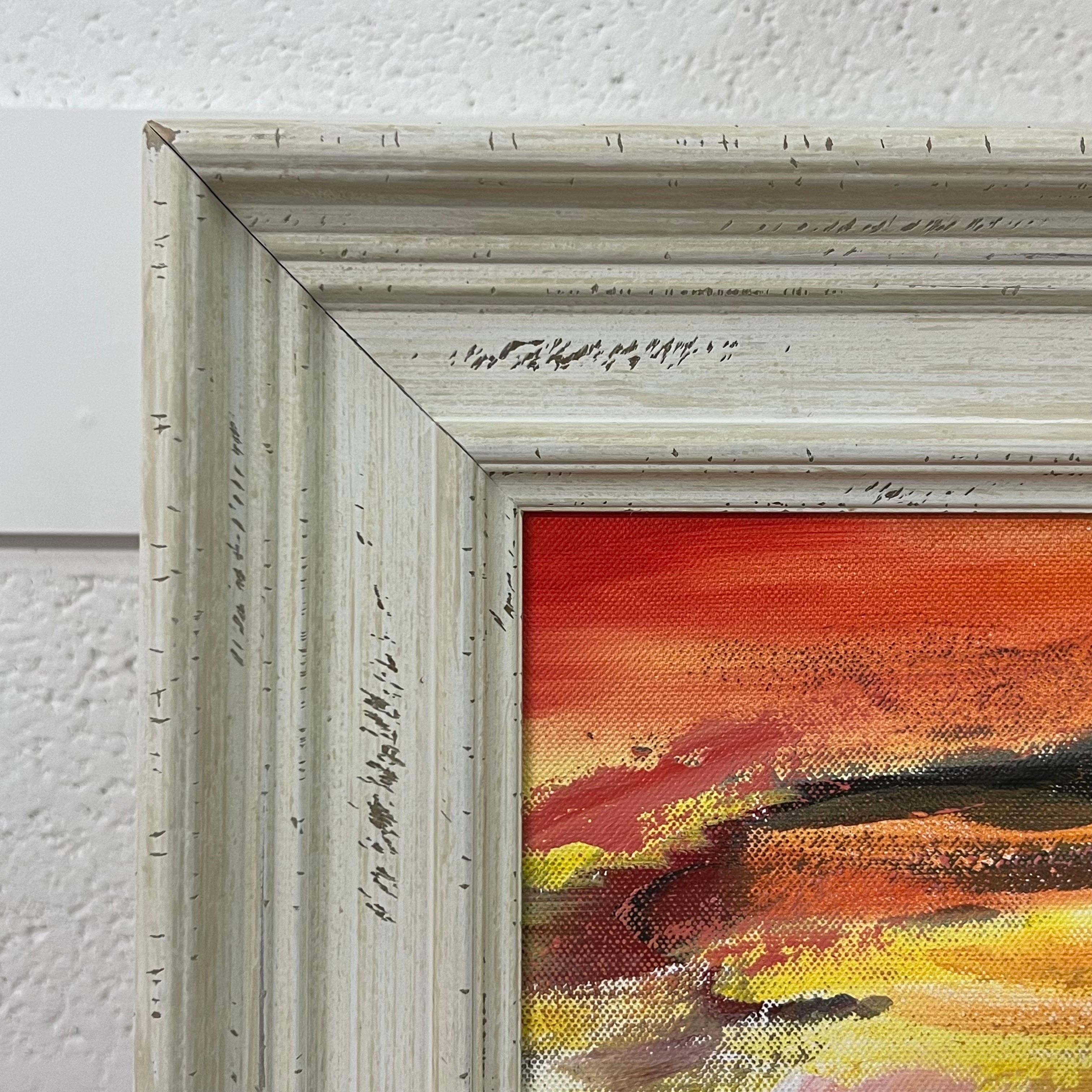 Pittura di paesaggio astratto rosso e giallo caldo di un artista britannico contemporaneo in vendita 12