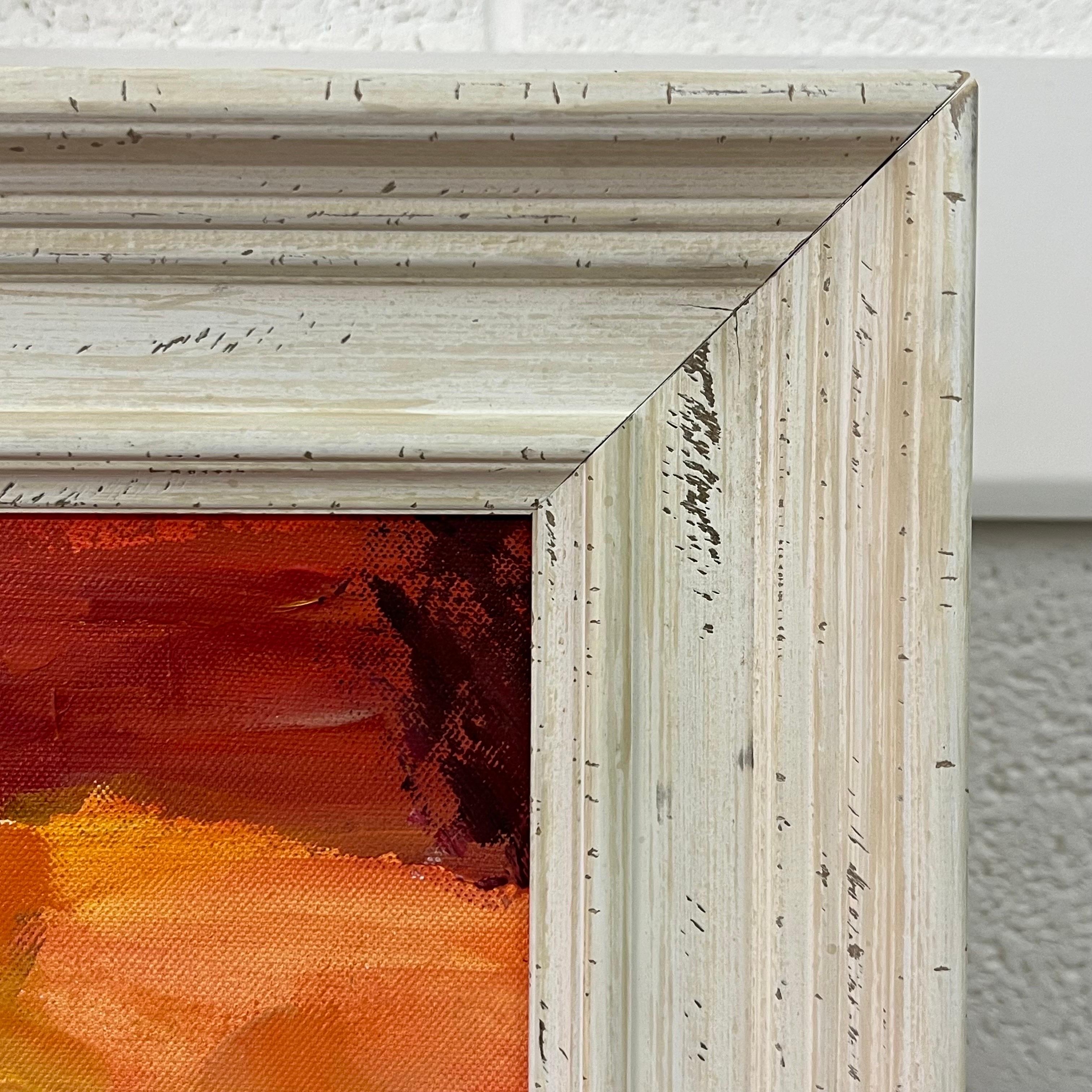 Pittura di paesaggio astratto rosso e giallo caldo di un artista britannico contemporaneo in vendita 14