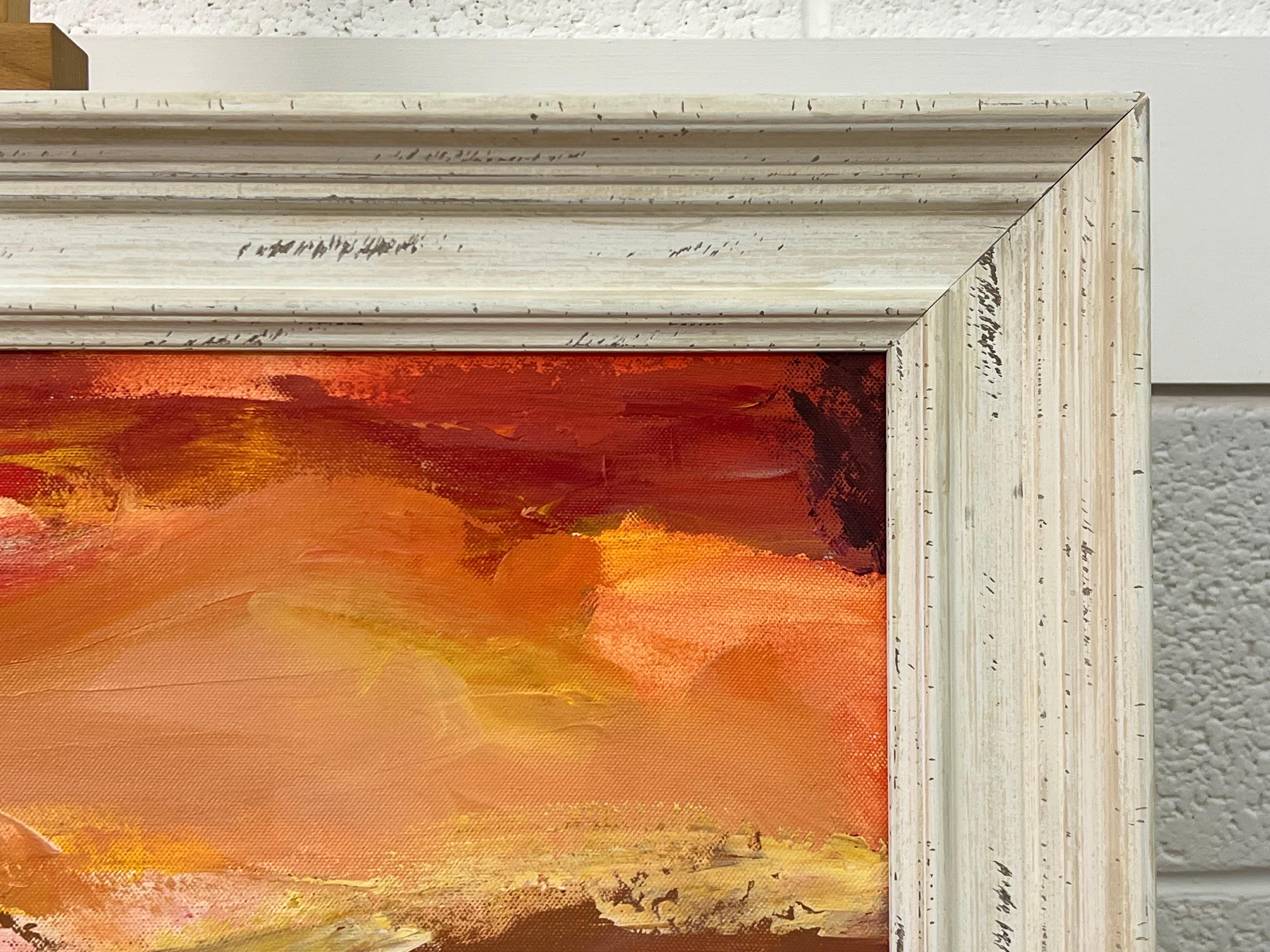 Pittura di paesaggio astratto rosso e giallo caldo di un artista britannico contemporaneo in vendita 7