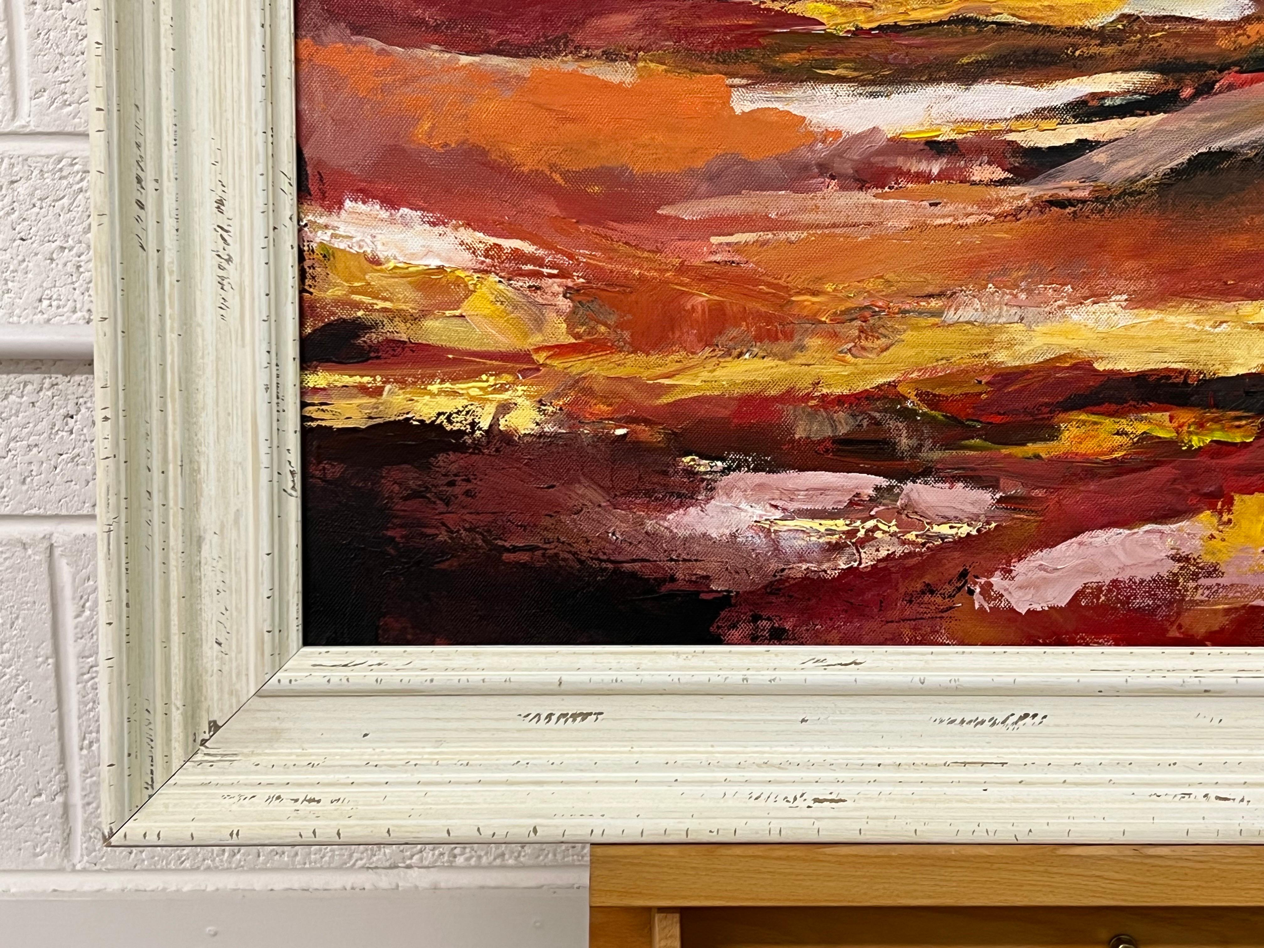 Pittura di paesaggio astratto rosso e giallo caldo di un artista britannico contemporaneo in vendita 8