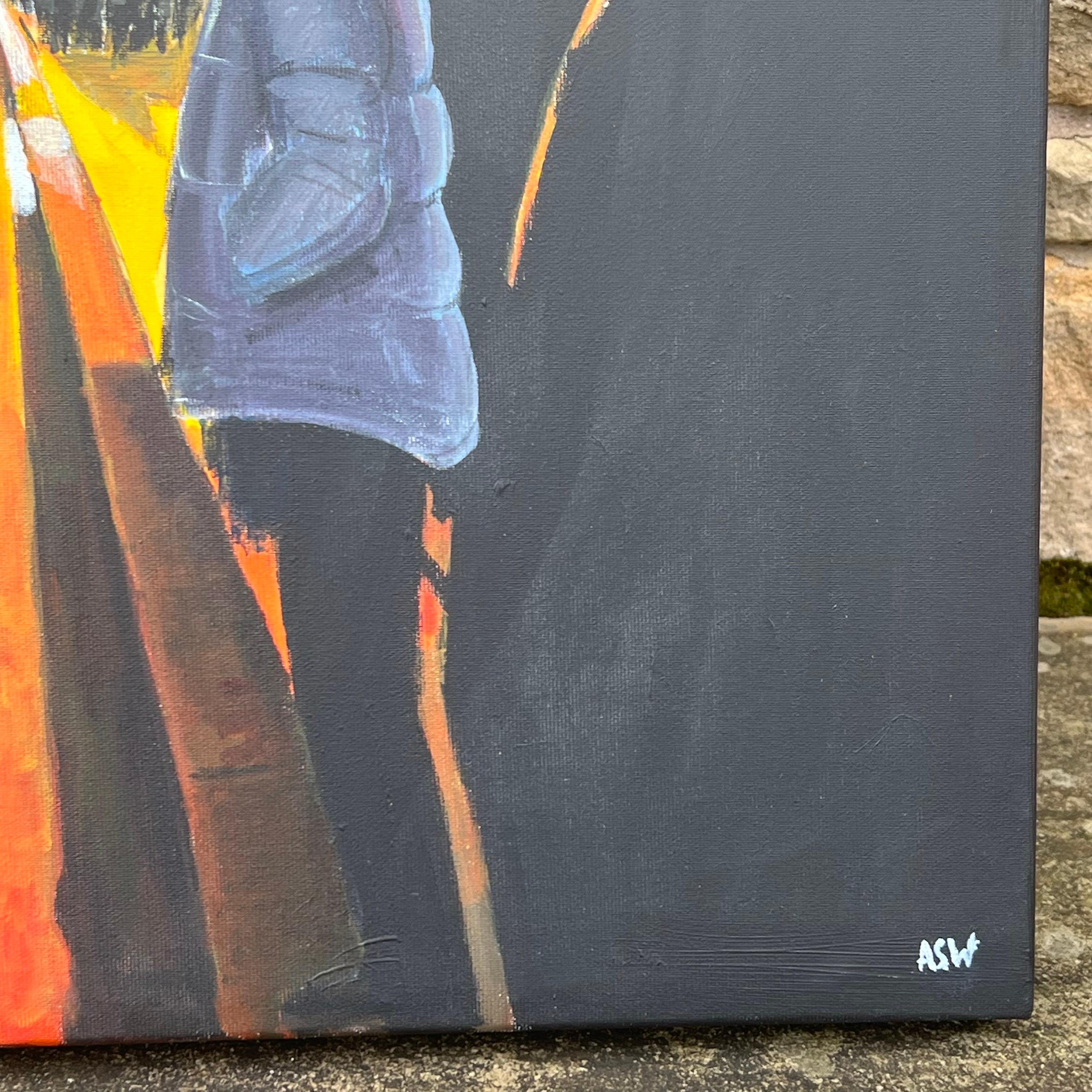 Atardecer en Westminster, Londres, con un autobús descapotable, obra de la paisajista urbana británica Angela Wakefield

Medidas de la obra: 24 x 24 pulgadas (sin enmarcar) 
Caja de lona italiana de alta calidad 

Angela Wakefield ha pintado