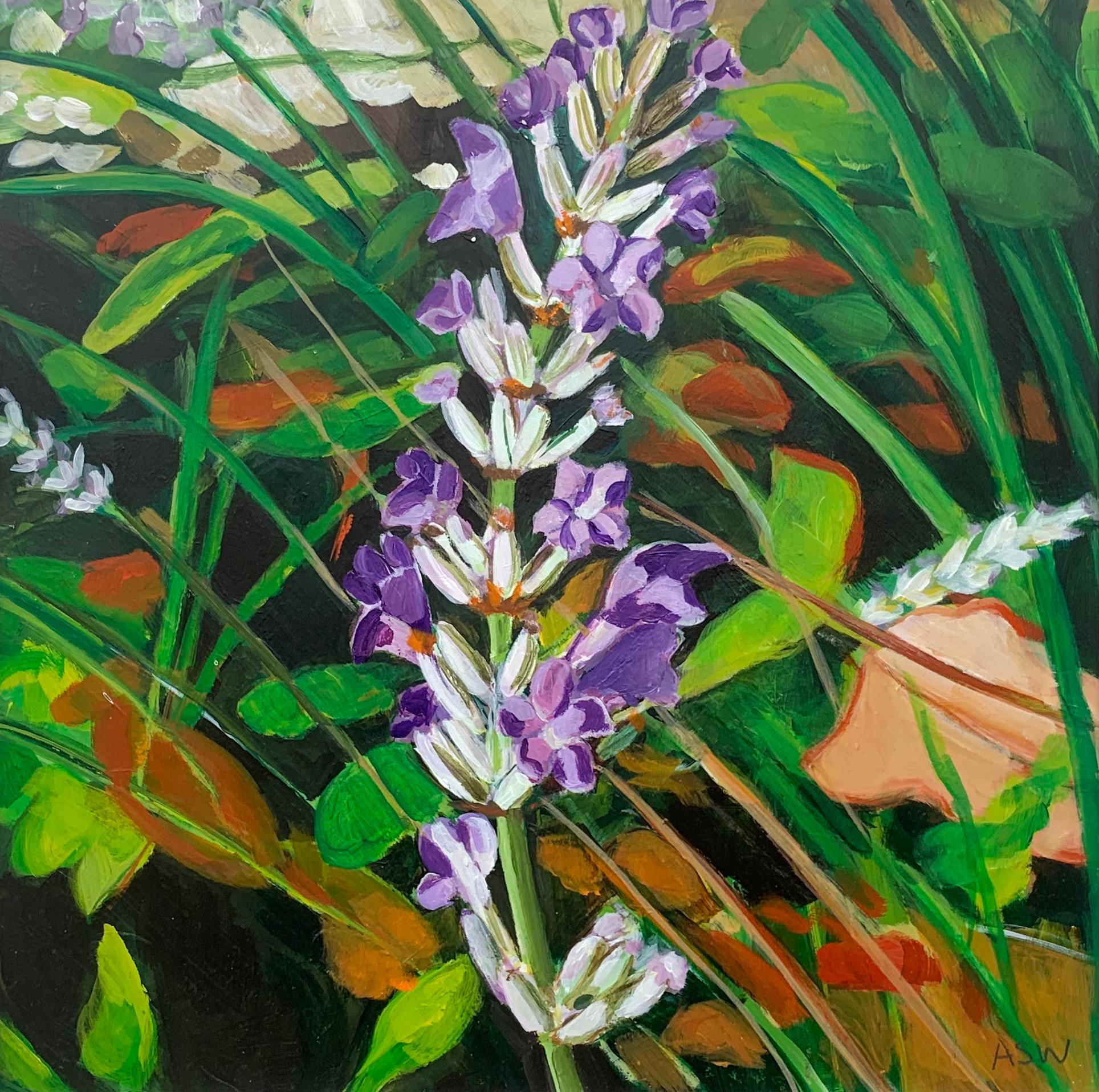 Wildblumen in englischem Landhaus, farbenfrohes Gemälde des britischen Künstlers im Angebot 1
