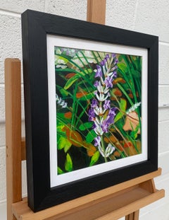 Wild Flowers in English Country Garden Colourful Painting by British Artist