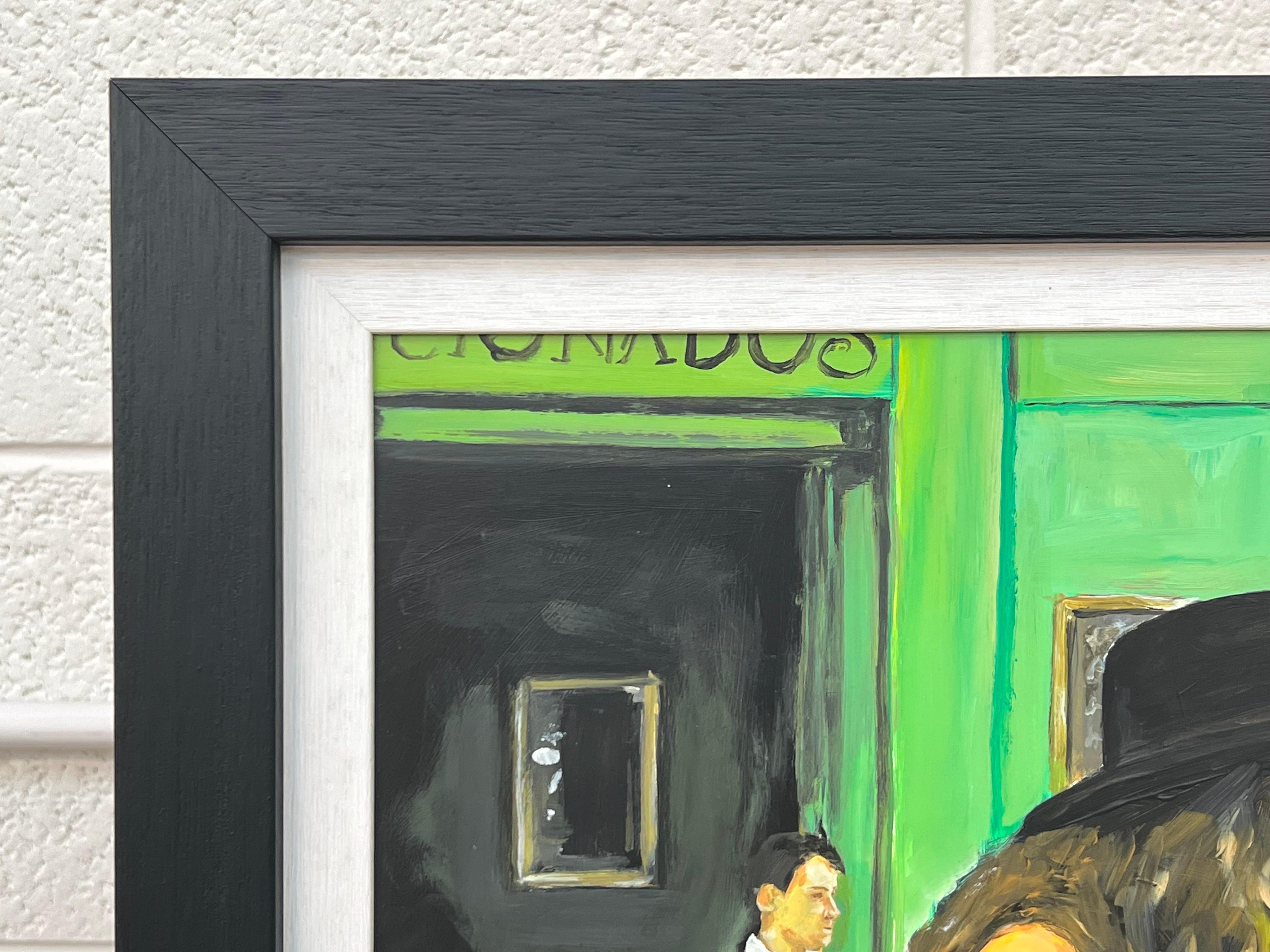 Mujer francesa en Le Cafe La Nuit en Arles, Francia por Artista Británico Contemporáneo en venta 3
