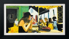 Woman Smoking at Le Cafe La Nuit in Arles, France by Contemporary British Artist