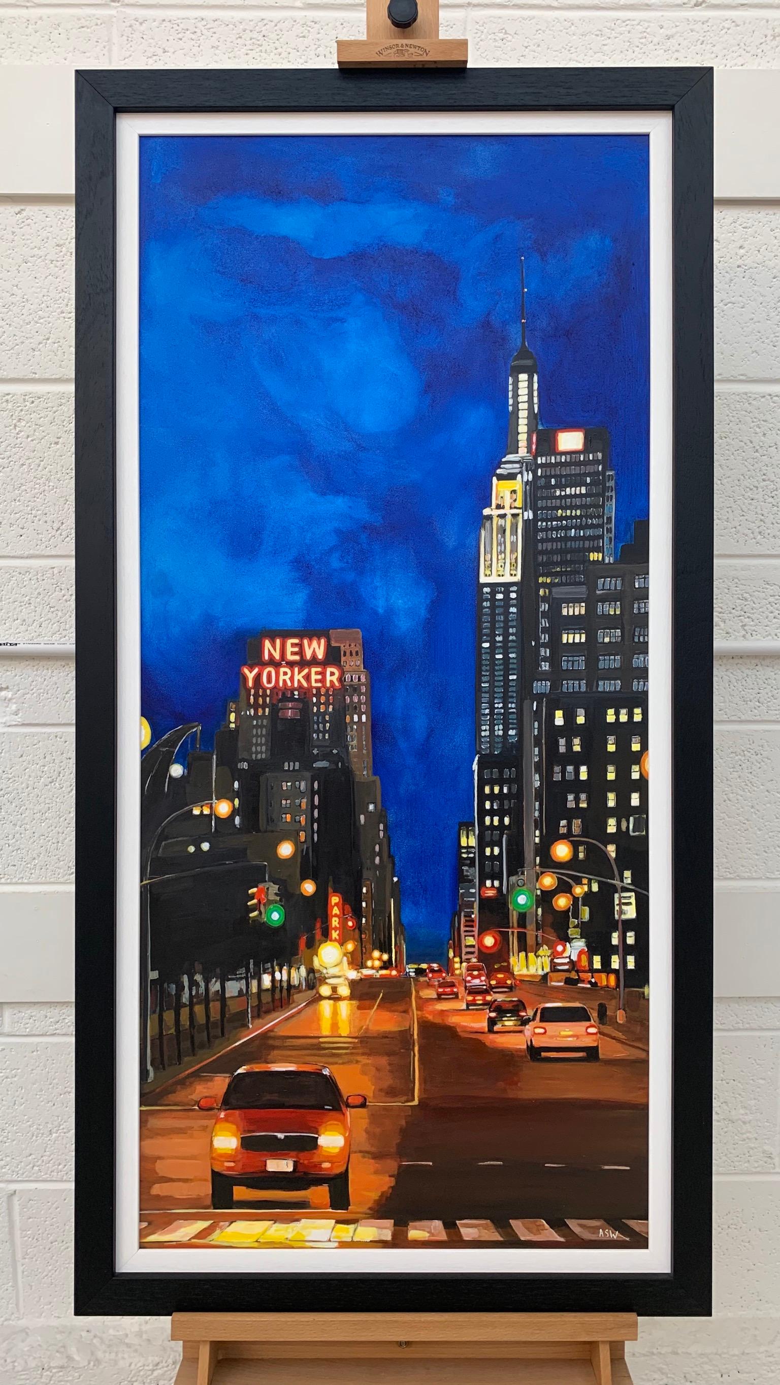 The New Yorker Hotel 8th Avenue Manhattan New York City by British Urban Artist  - Realist Painting by Angela Wakefield