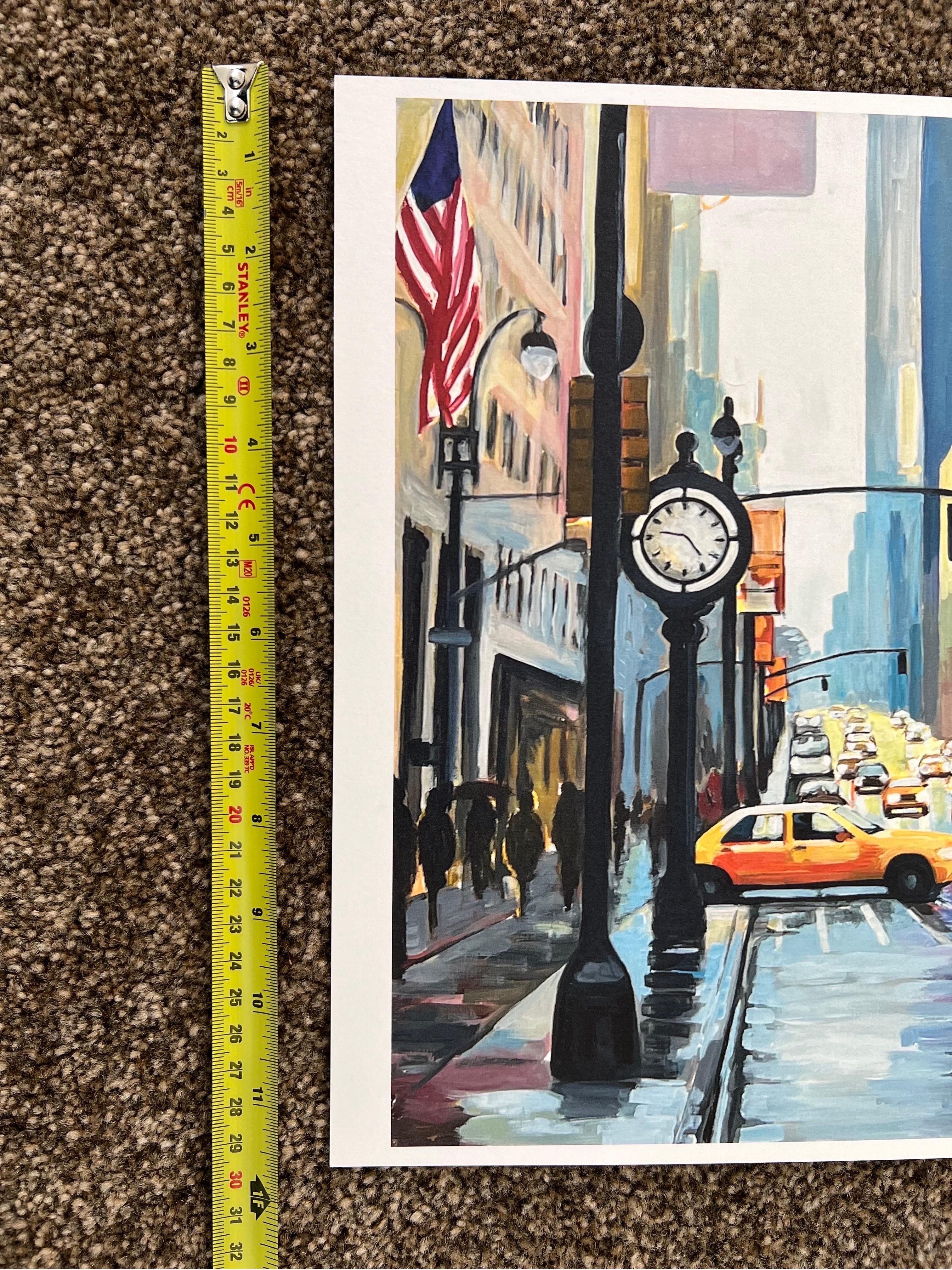 Hochwertiger Druck des New Yorker Regen III-Gemäldes des führenden britischen Stadtkünstlers im Angebot 8