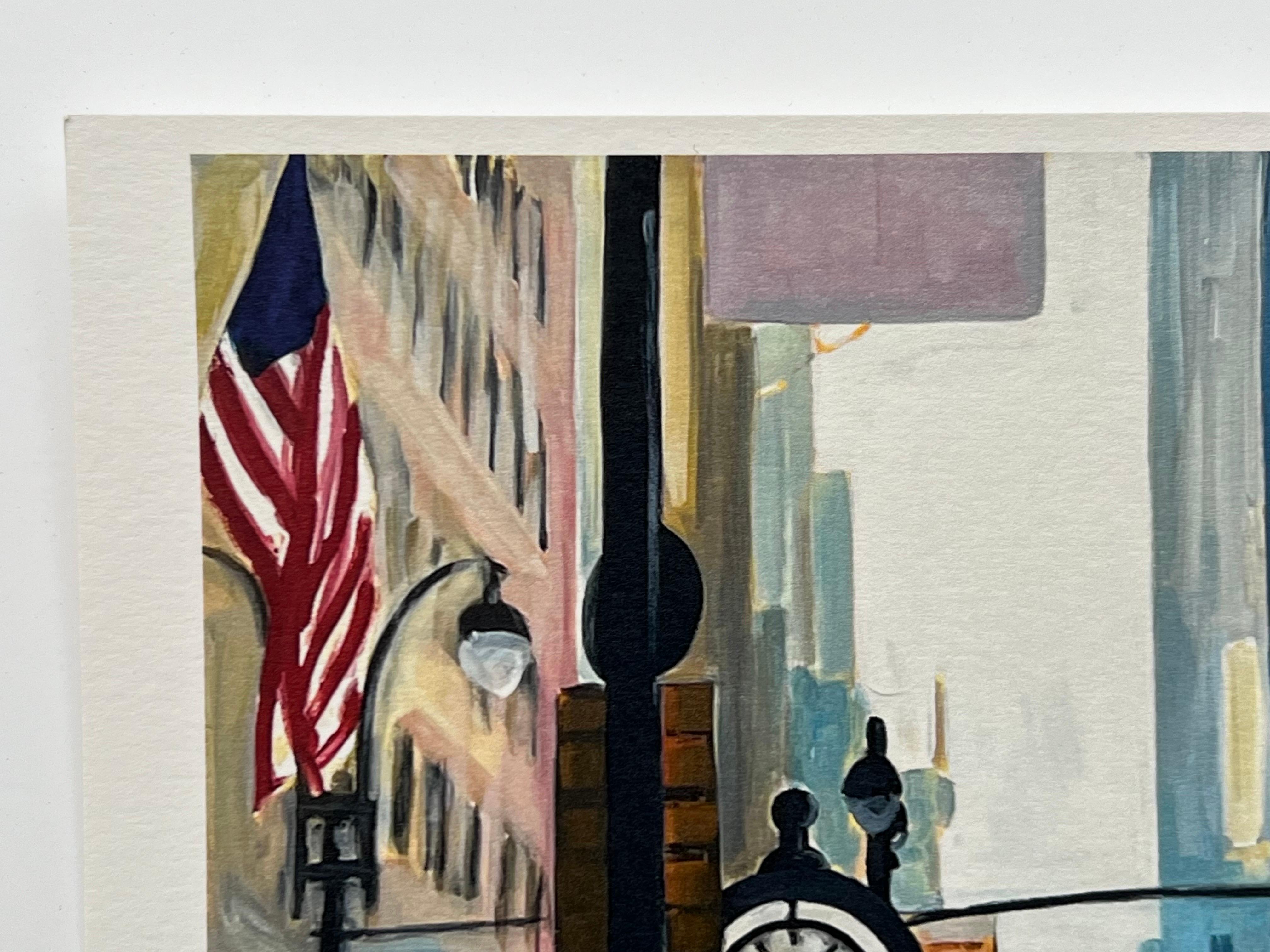 Hochwertiger Druck des New Yorker Regen III-Gemäldes des führenden britischen Stadtkünstlers im Angebot 5