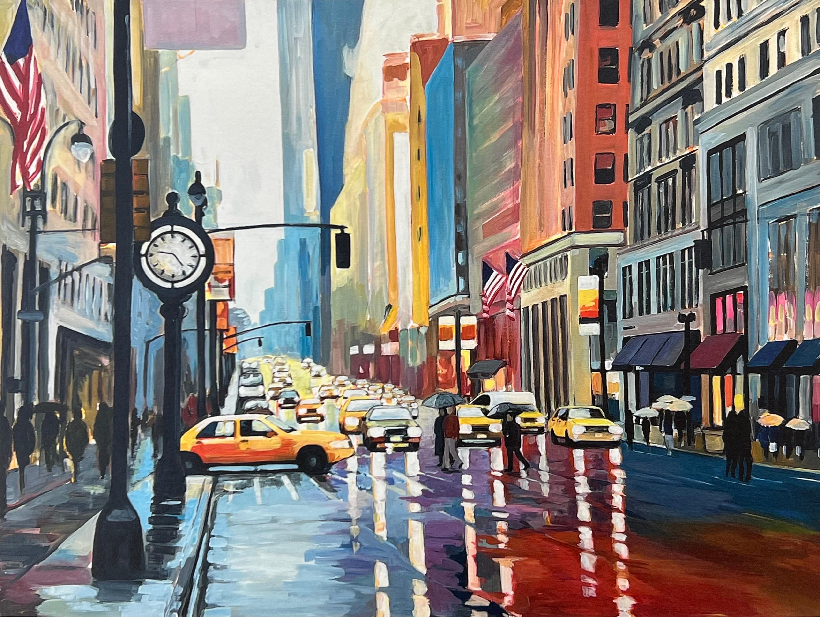 Stampa di alta qualità del dipinto "New York Rain III" di un importante artista urbano britannico