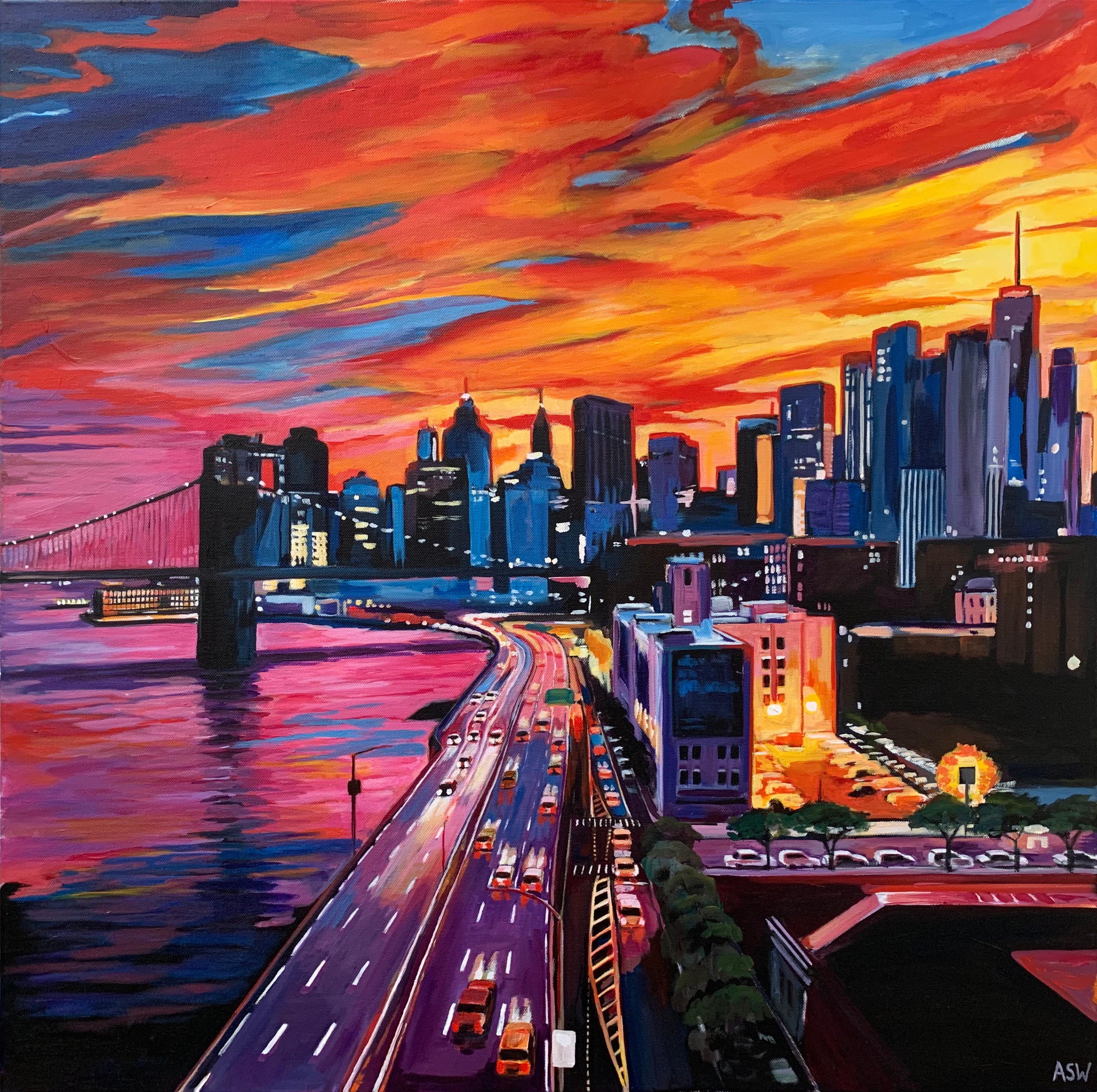 Druck in limitierter Auflage der Brooklyn Bridge New York City NYC Skyline US of America