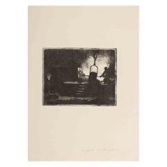 Working - Original Etching by A. Delasalle - Mid-20th Century