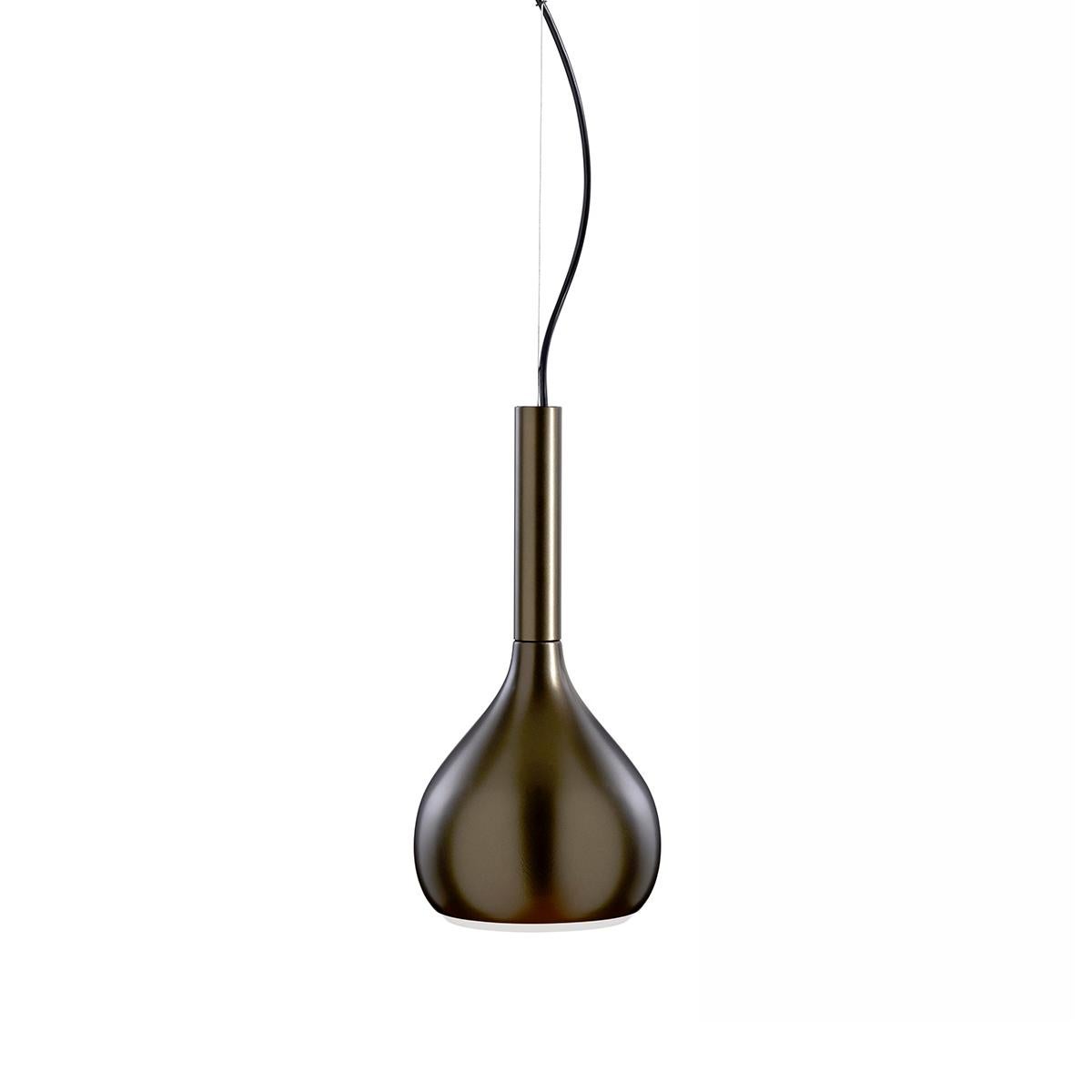 Mid-Century Modern Angeletti e Ruzza Suspension Lamp 'Lys' Anodic Bronze by Oluce For Sale