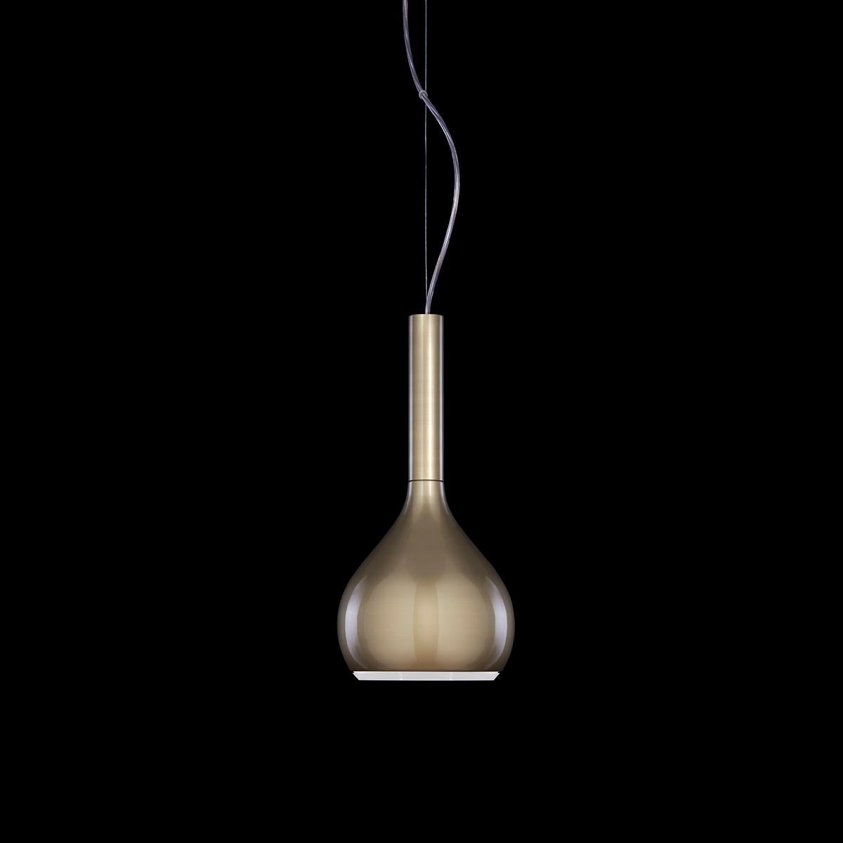 Mid-Century Modern Angeletti e Ruzza Suspension Lamp 'Lys' Satin Gold Glazed by Oluce For Sale