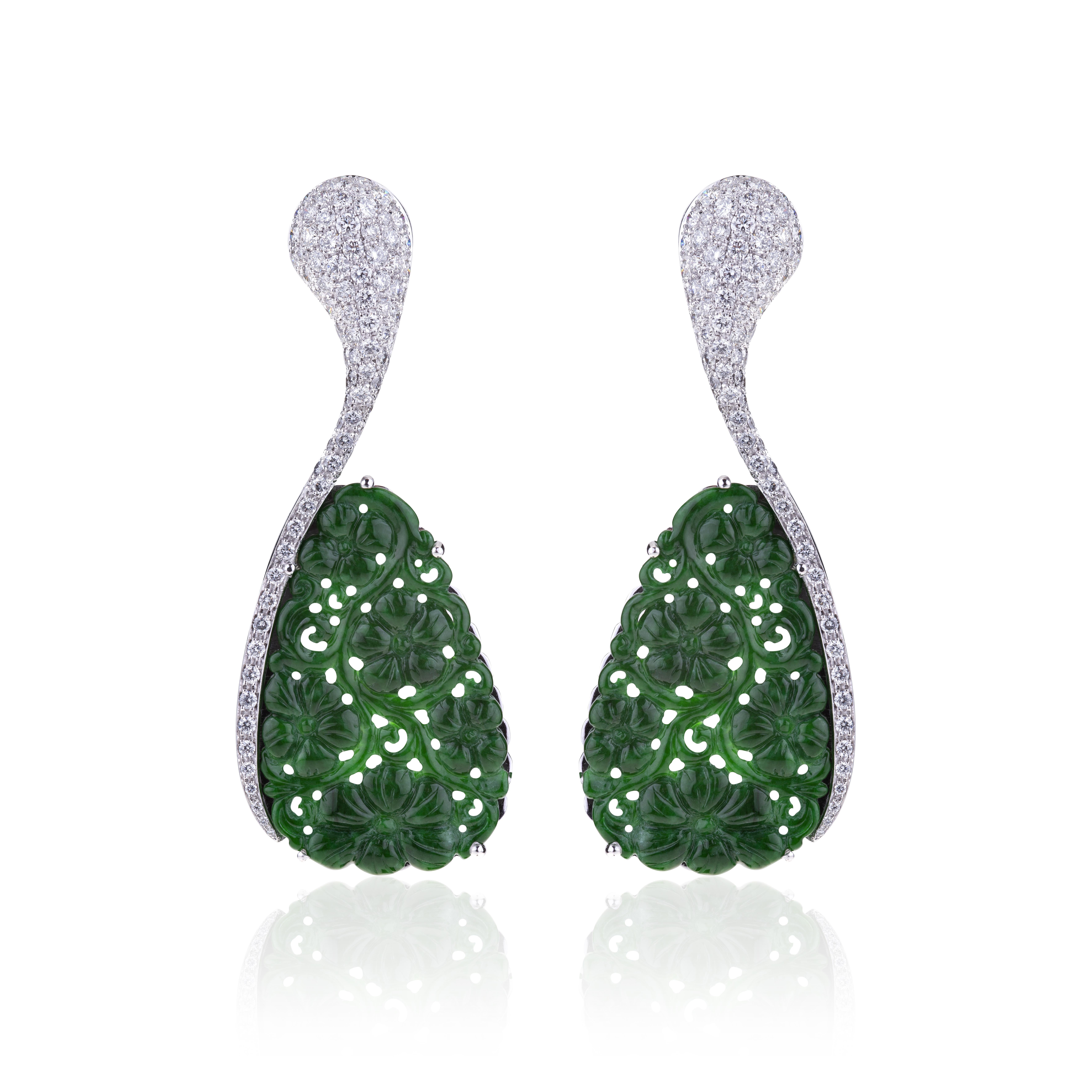white gold jade earrings