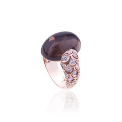 Embrace Rose Gold with Diamonds and Cabochon Smoky Quarz Cocktail Ring