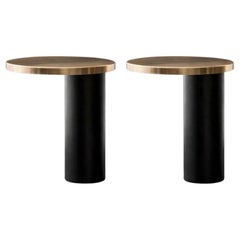 Angeletti & Ruzza Cylinda Tischlampen Set von Oluce, Schwarz & Gold