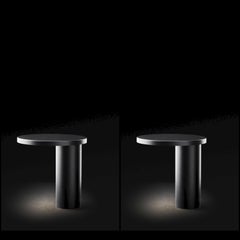 Angeletti & Ruzza Set aus zwei Tischleuchten 'Cylinda' Metall Schwarz von Oluce